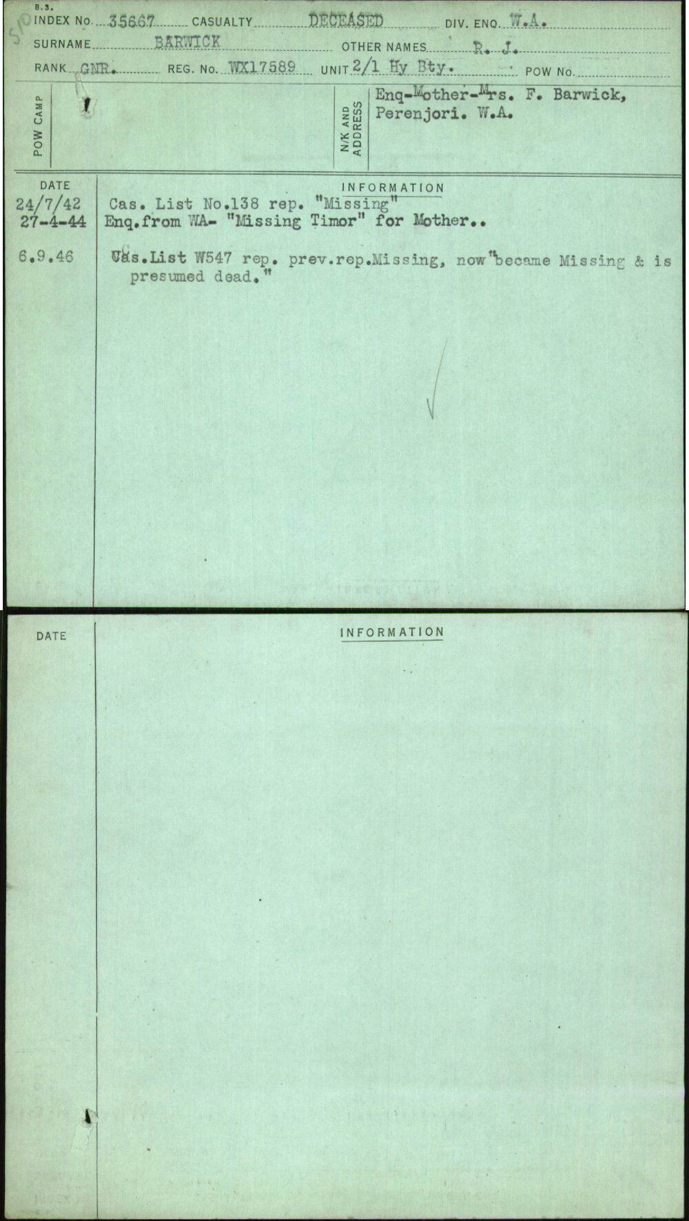 Barwick, R J, WX17589