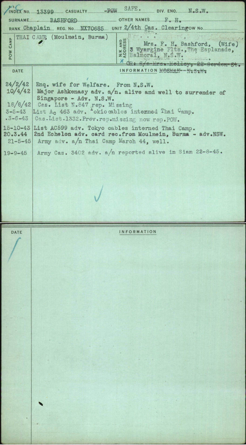 Bashford, F H, NX70685