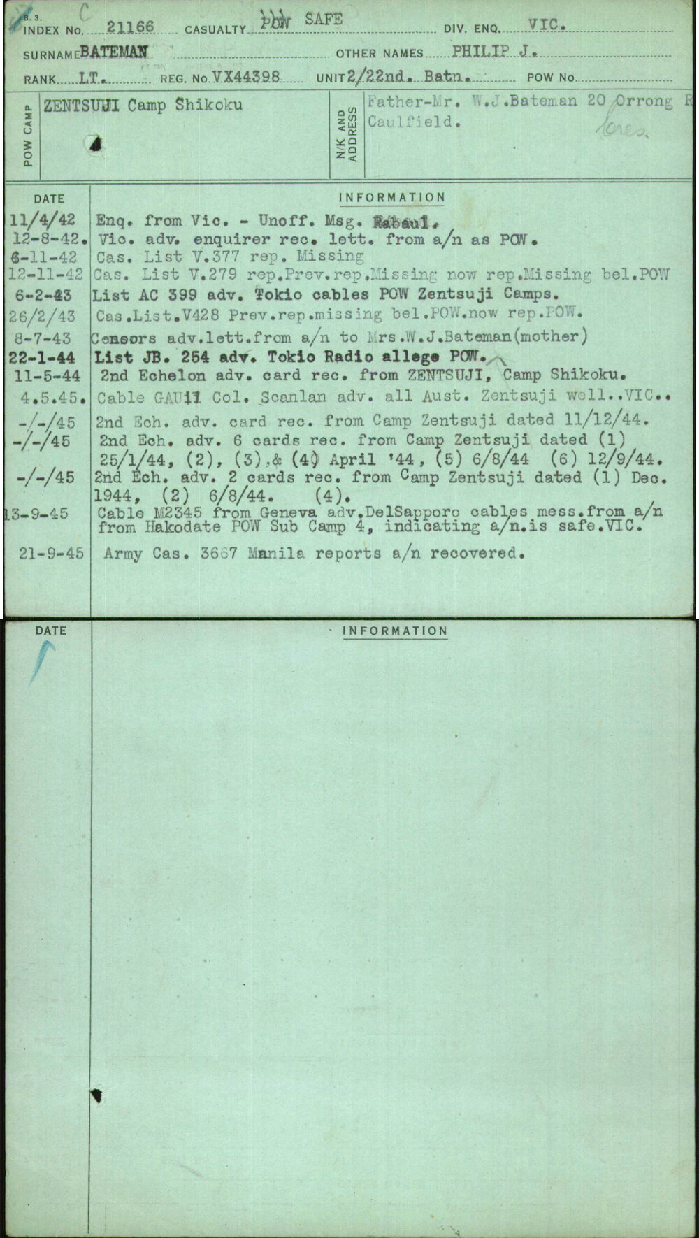 Bateman, Philip J, VX44398