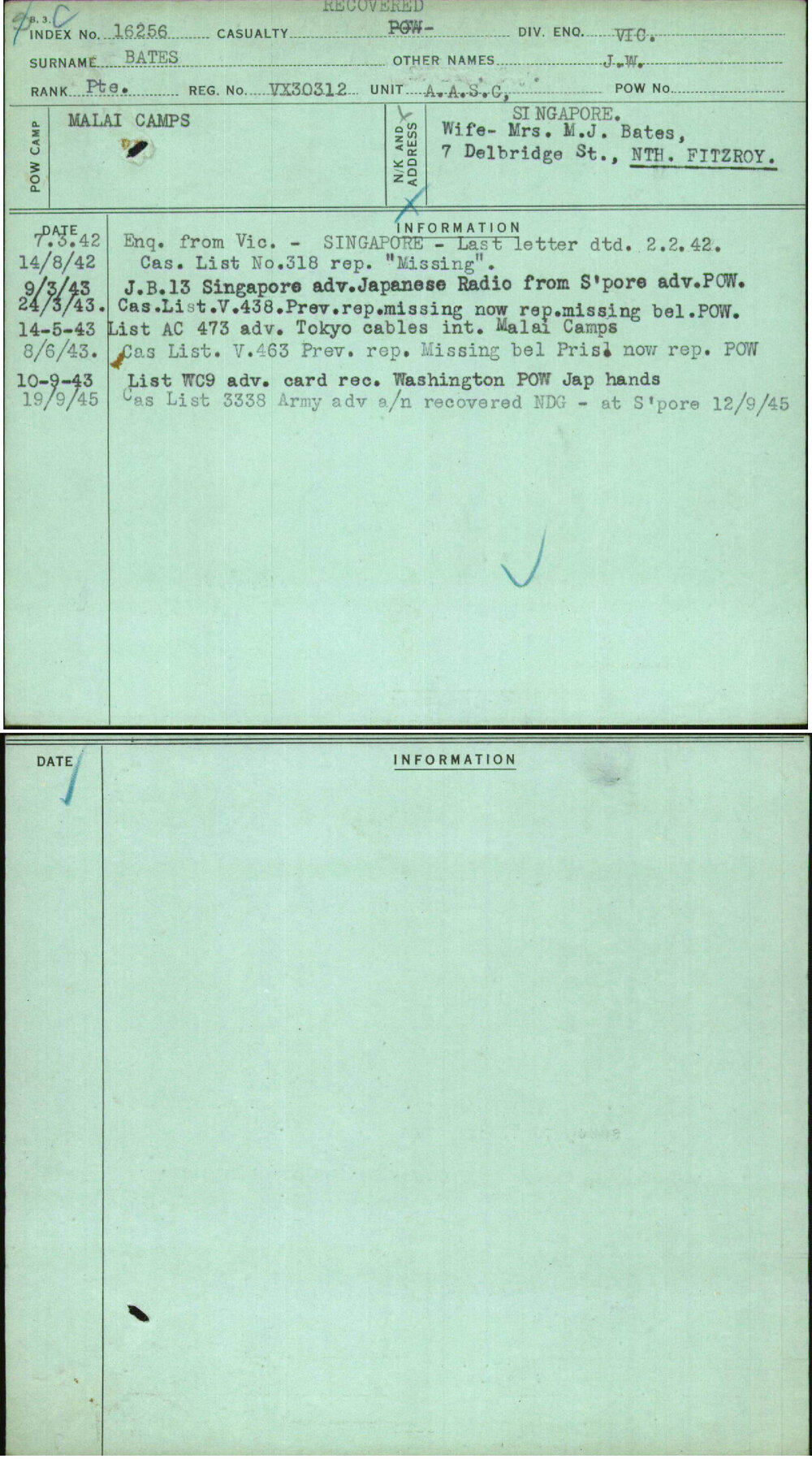 Bates, J W, VX30312