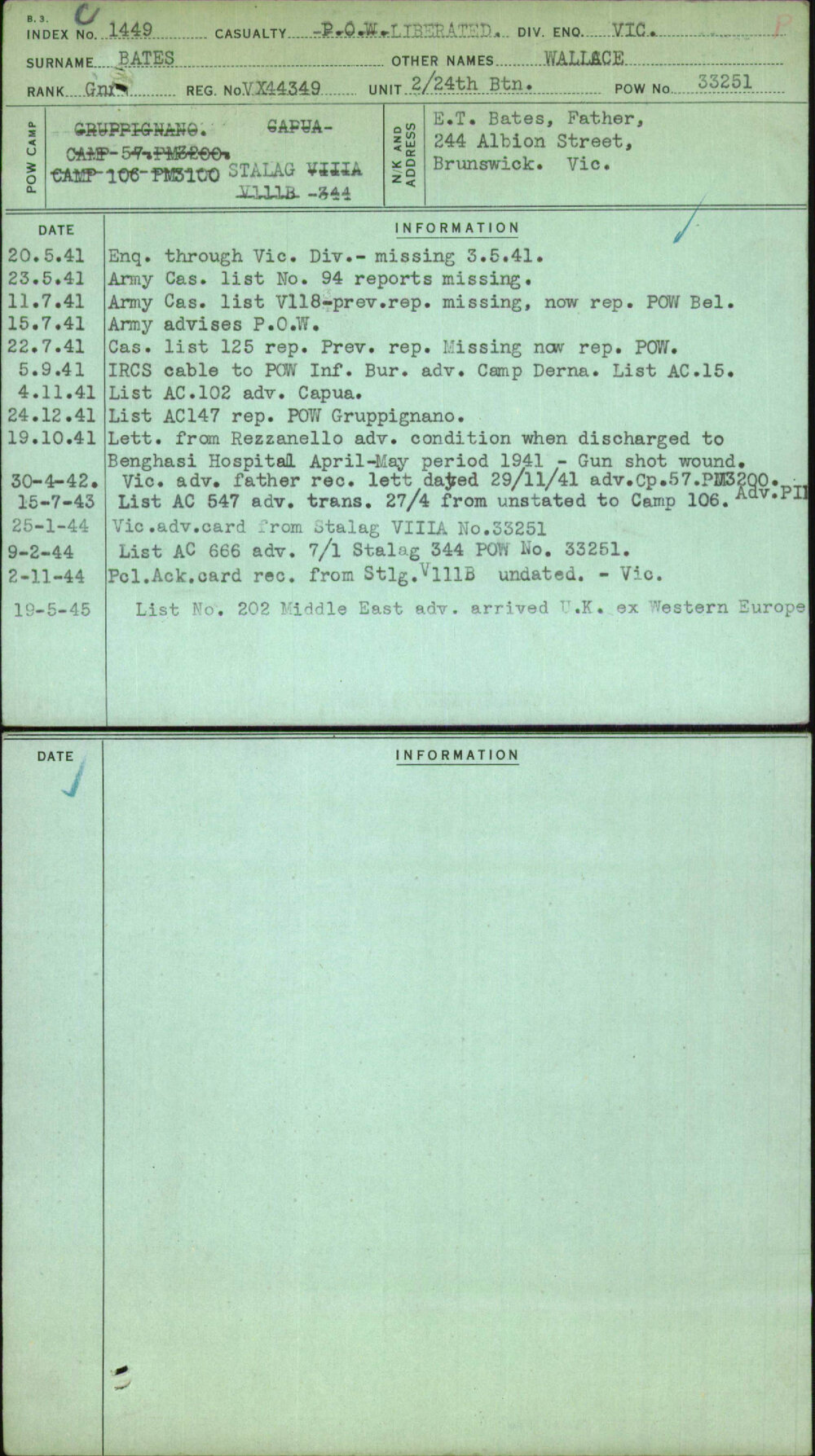 Bates, Wallace, VX44349