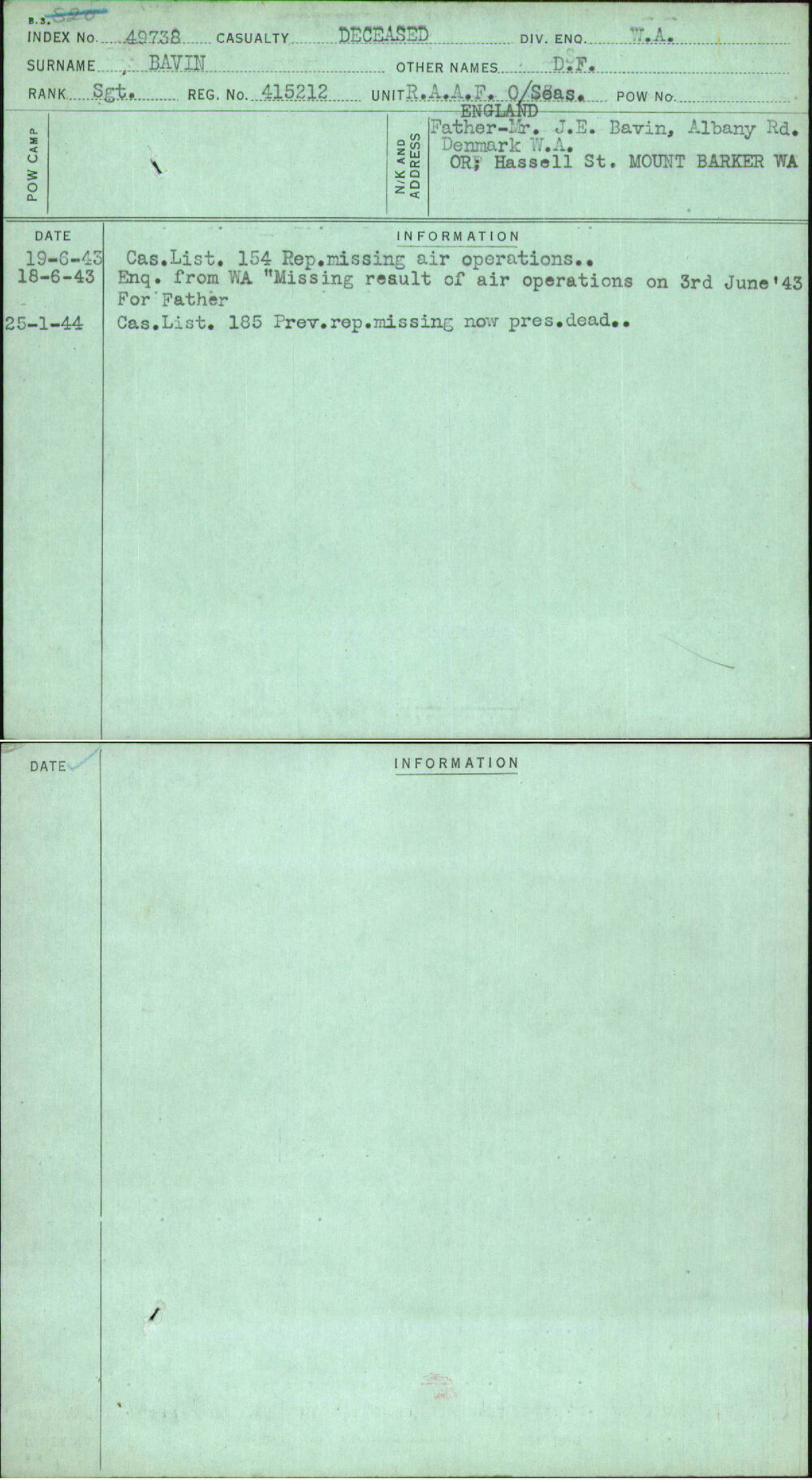 Bavin, D F, 415212