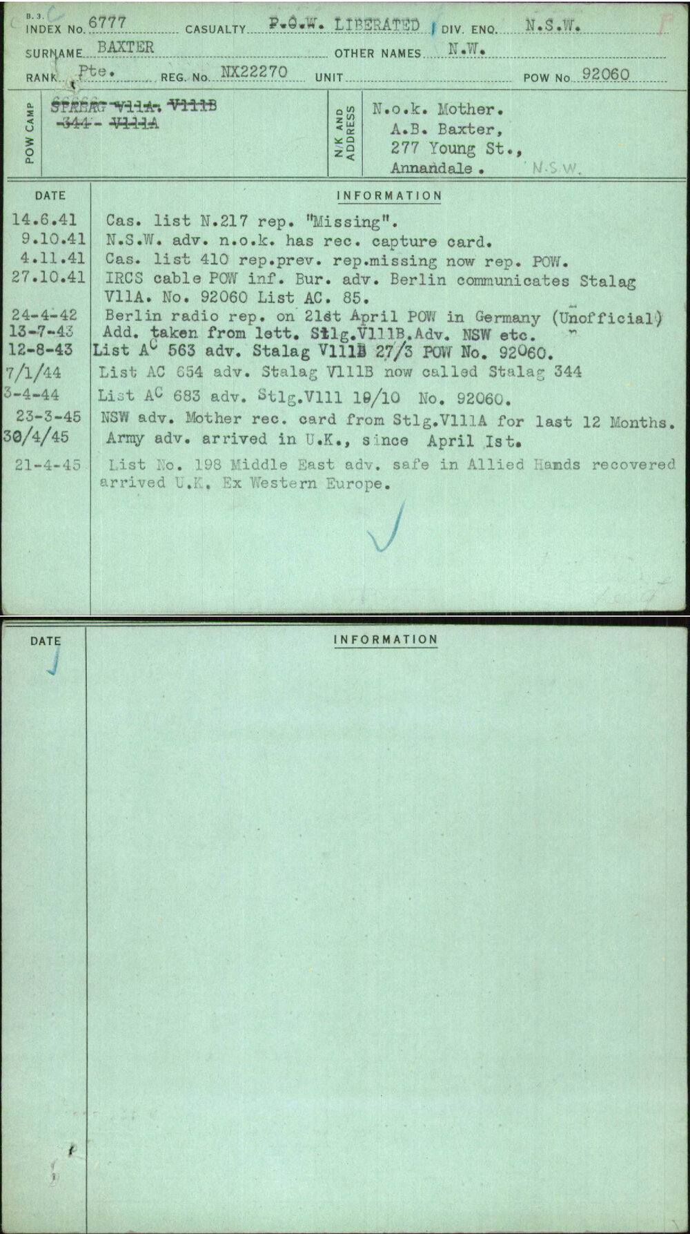 Baxter, N W, NX22270