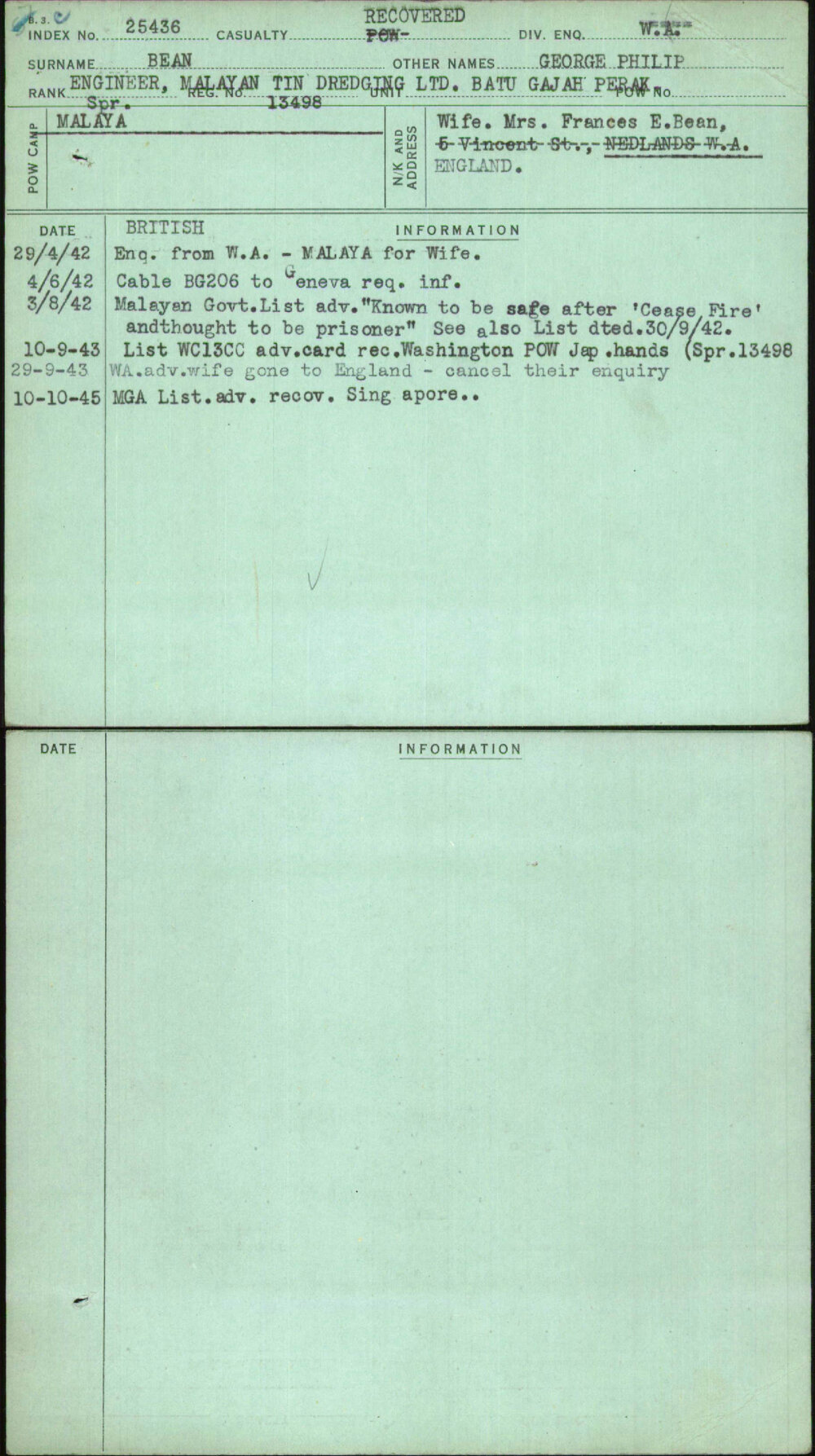 Bean, George Philip, 13498