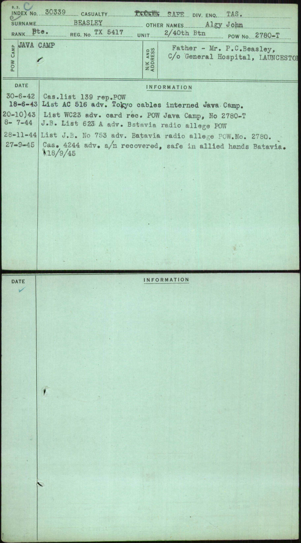 Beasley, Algy John, TX5417