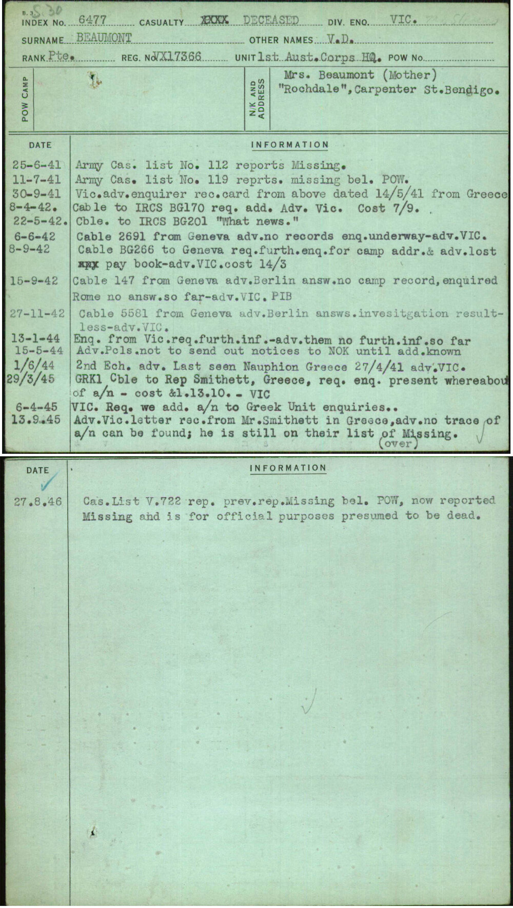 Beaumont, V D, VX17366