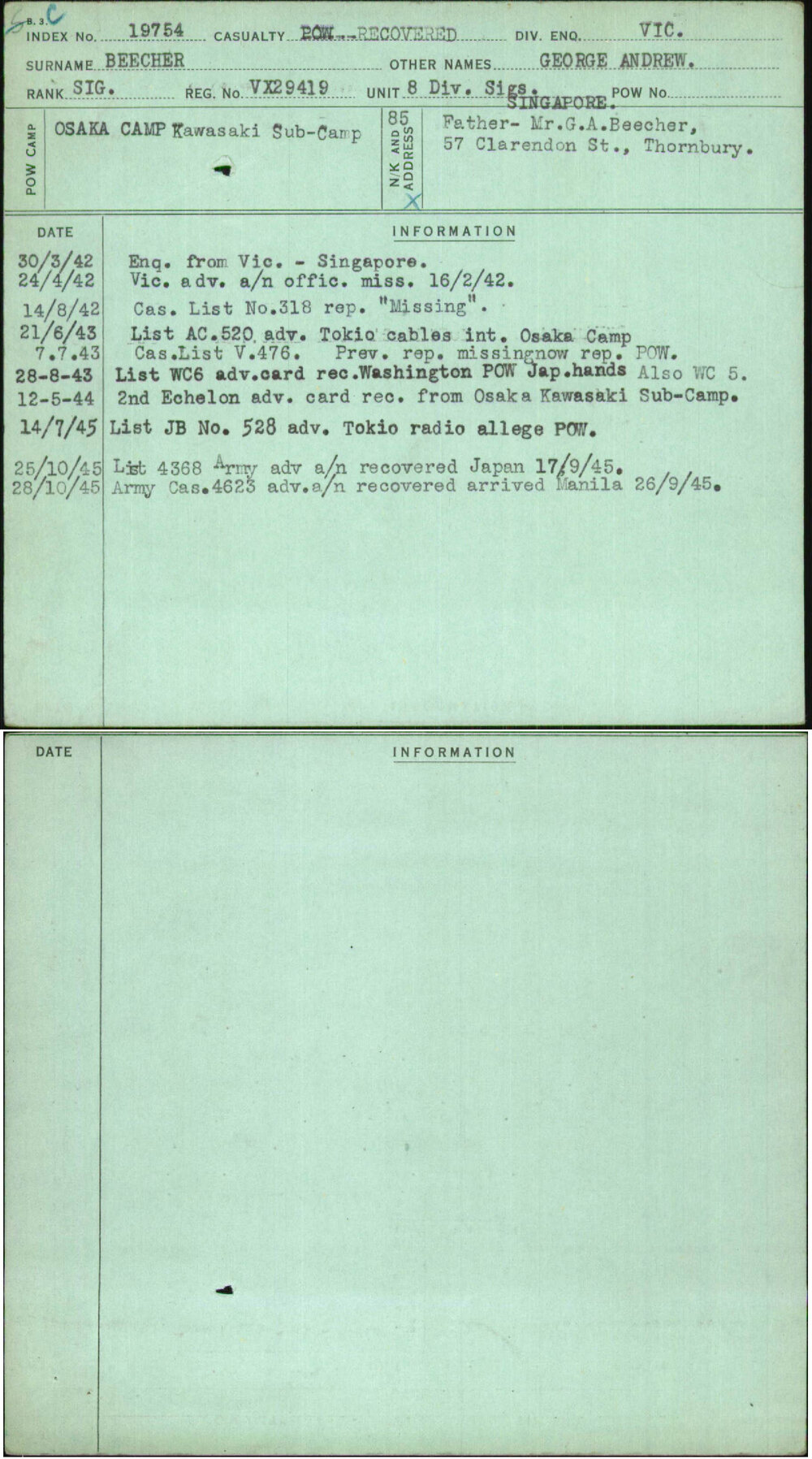 Beecher, George Andrew, VX29419