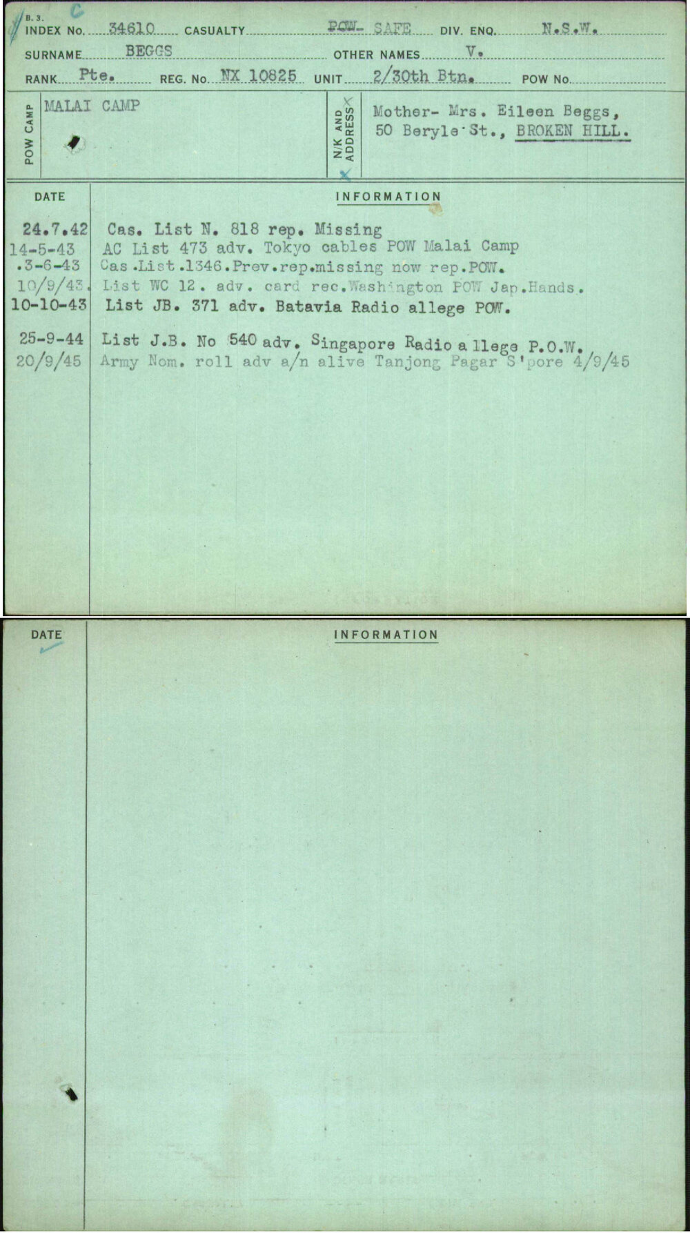 Beggs, V, NX10825