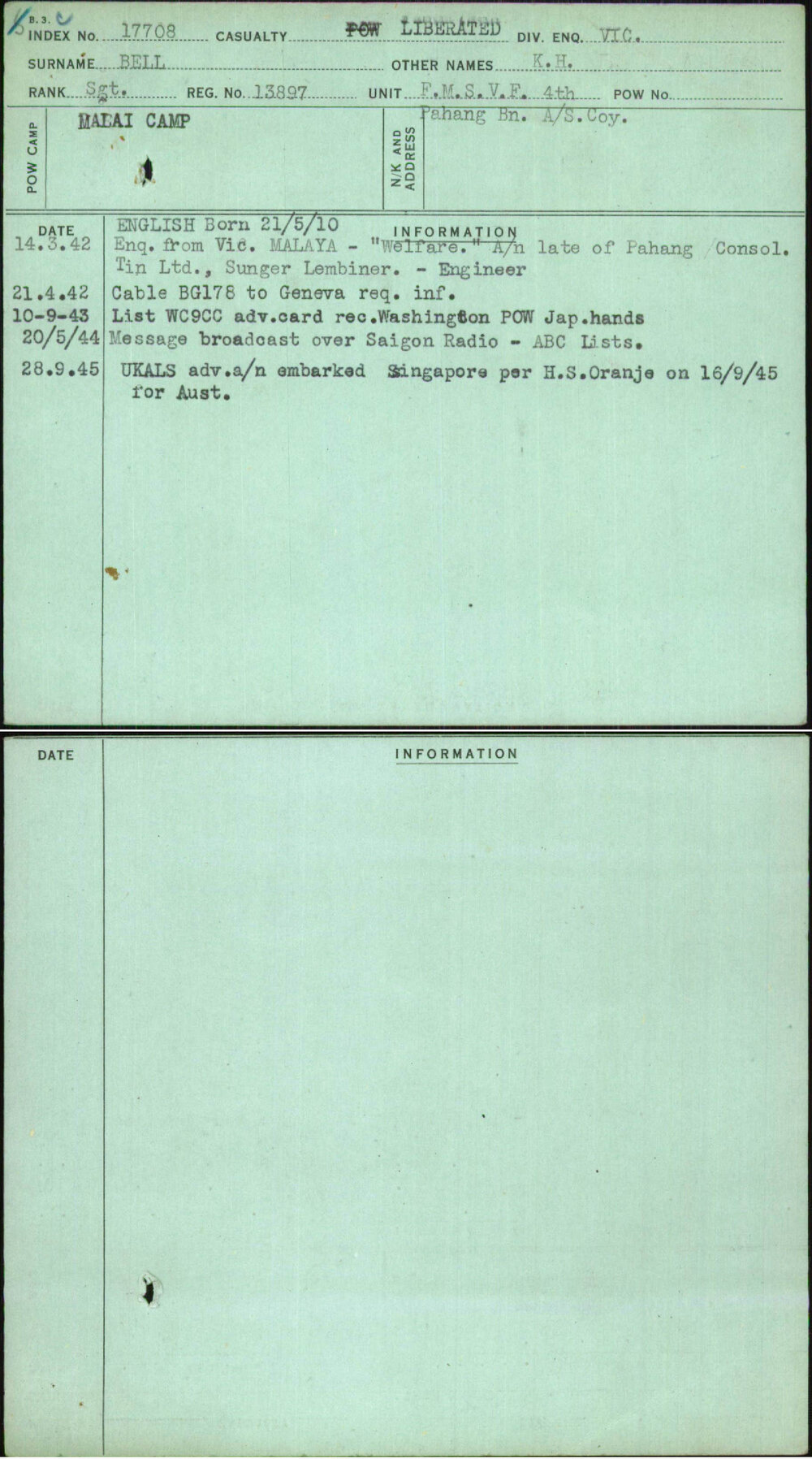 Bell, K H, 13897