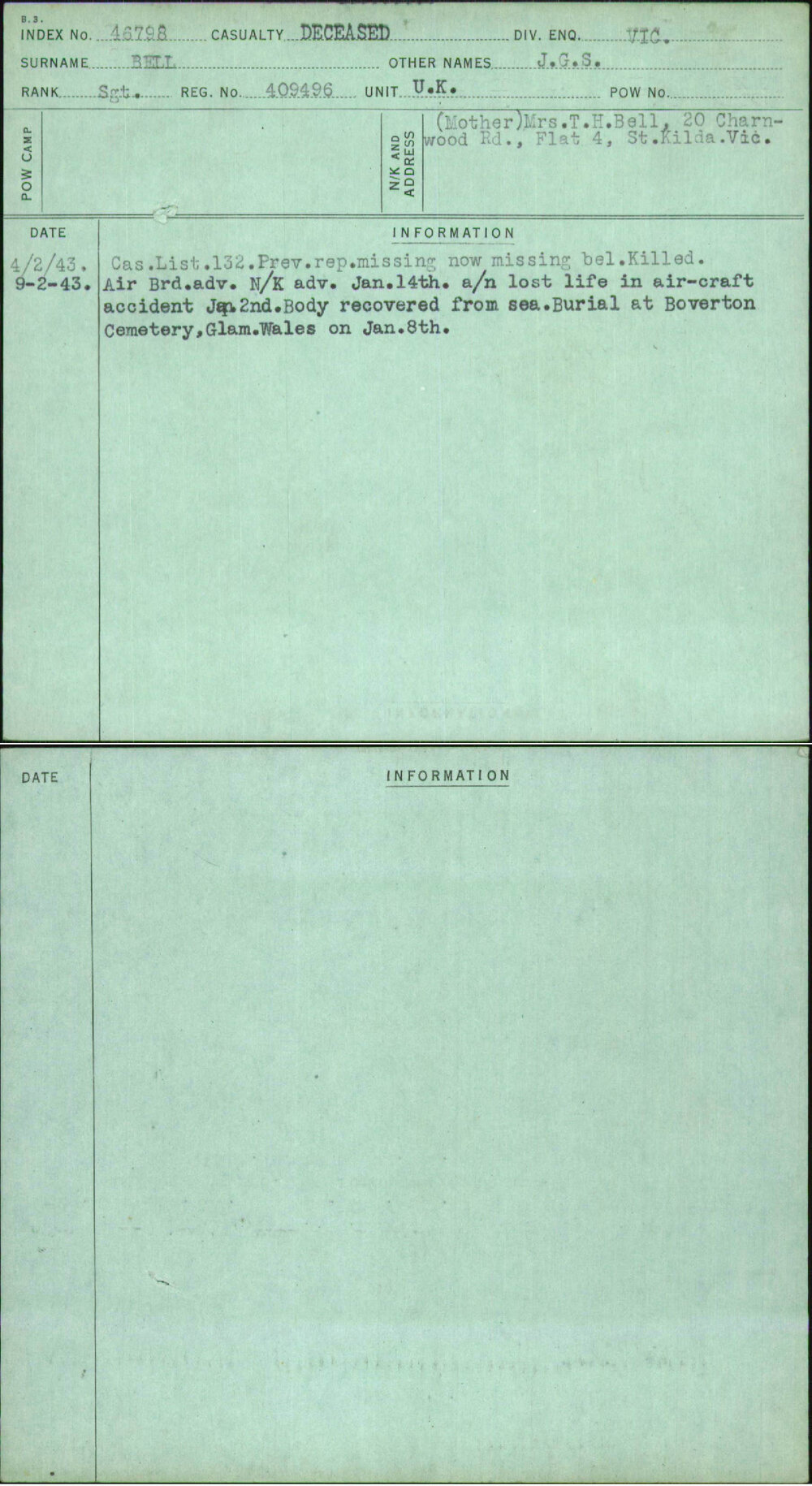 Bell, J G S, 409496