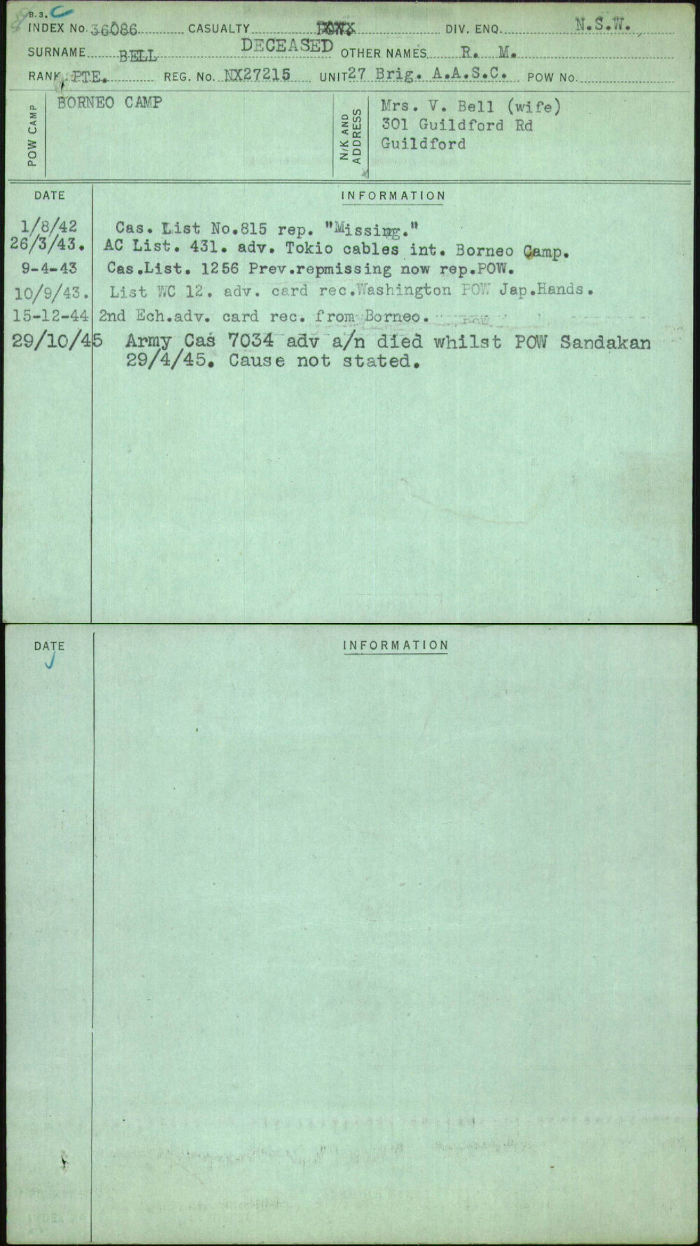 Bell, R M, NX27215