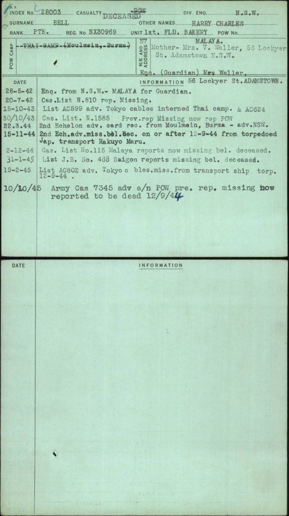 Bell, Harry Charles, NX30969