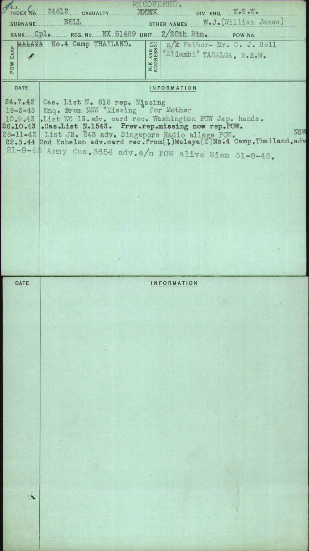 Bell, W J (William James), NX51489