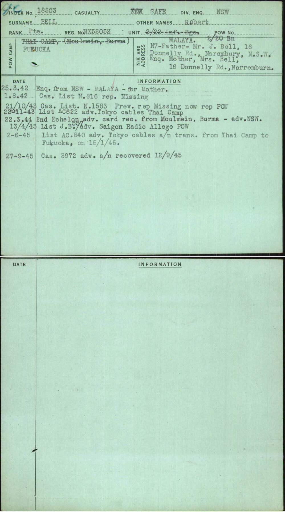 Bell, Robert, NX52052