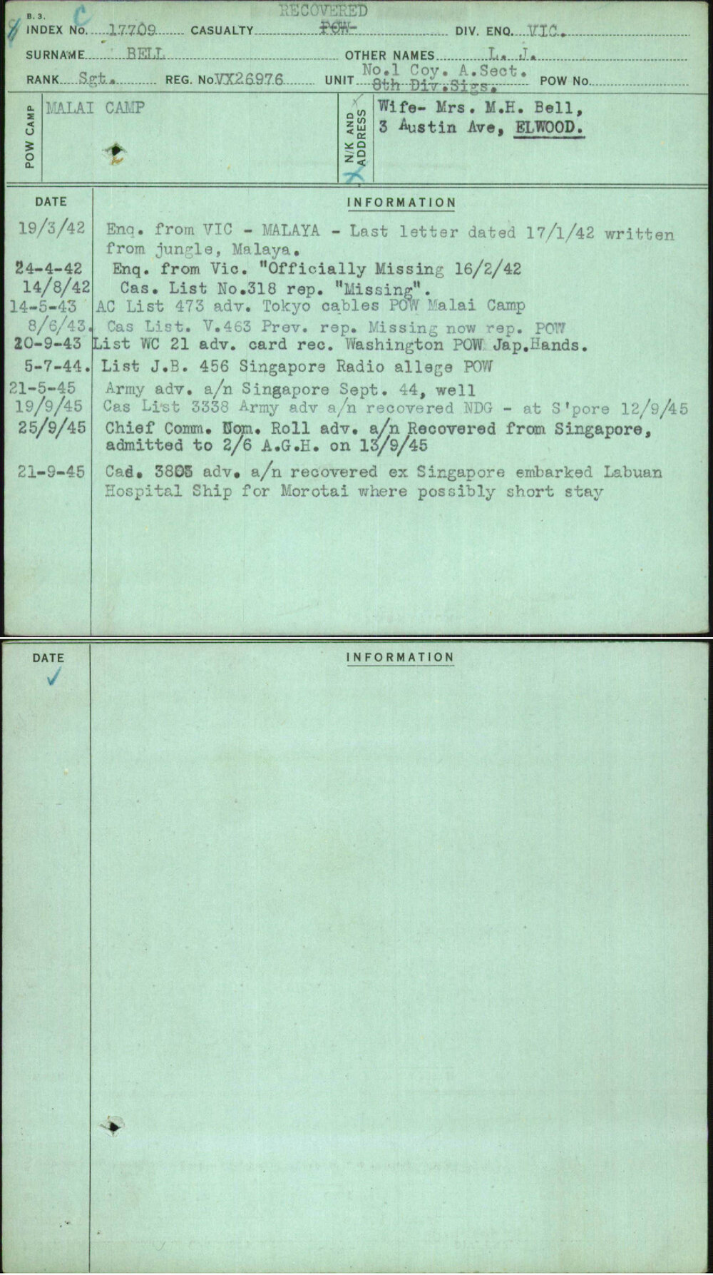 Bell, L J, VX26976