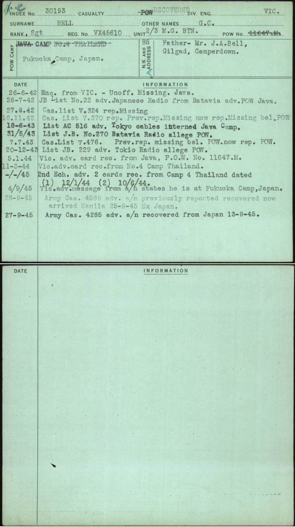 Bell, G C, VX45610