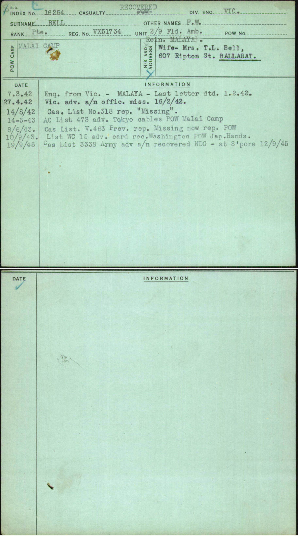 Bell, F W, VX51734