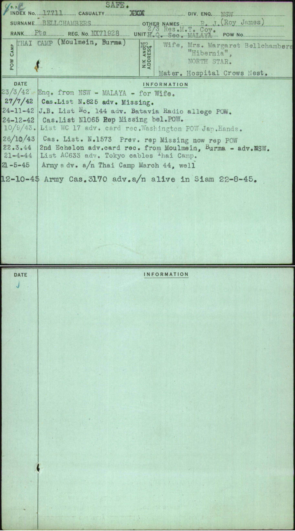 Bellchambers, R J (Roy James), NX71928