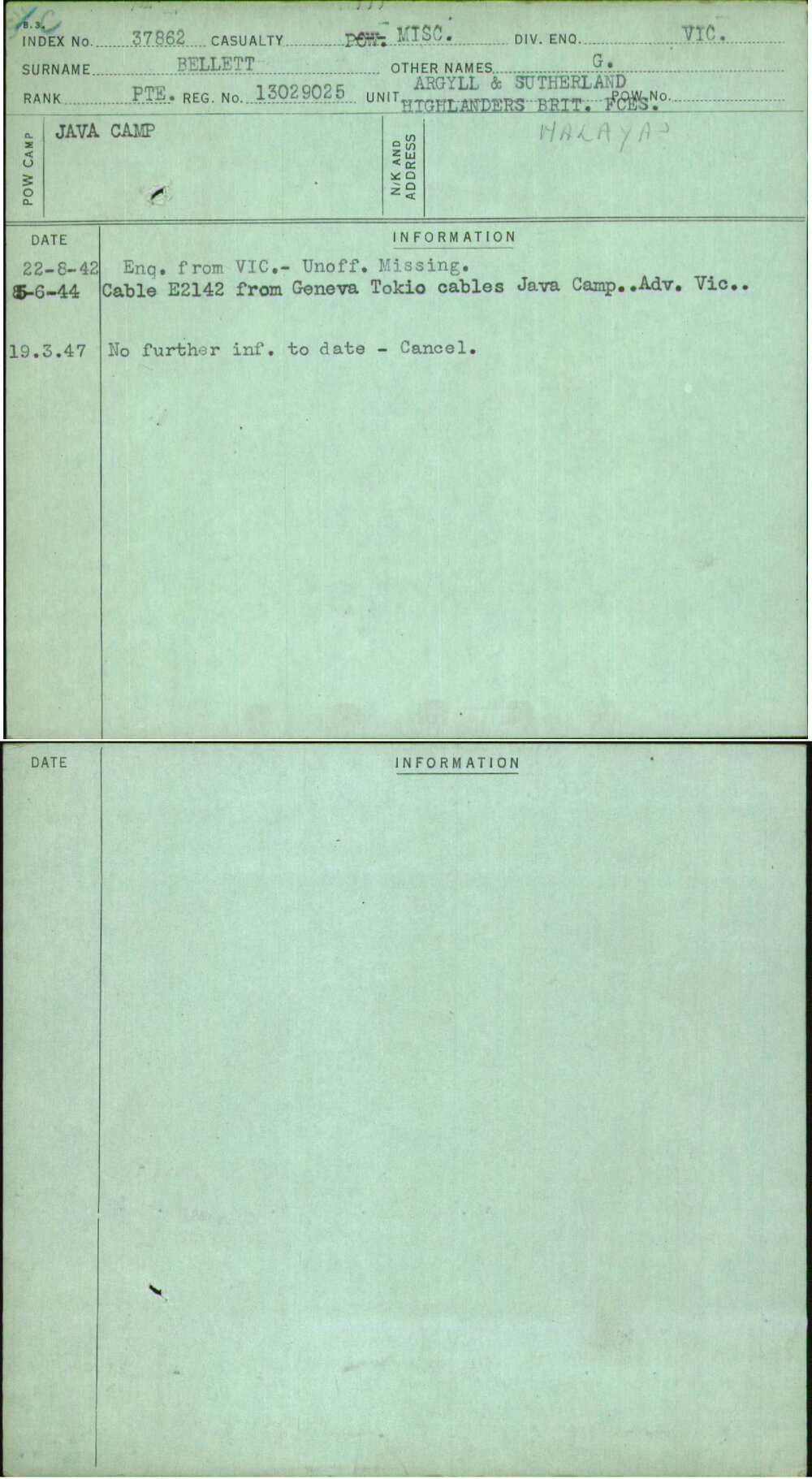 Bellett, G, 13029025