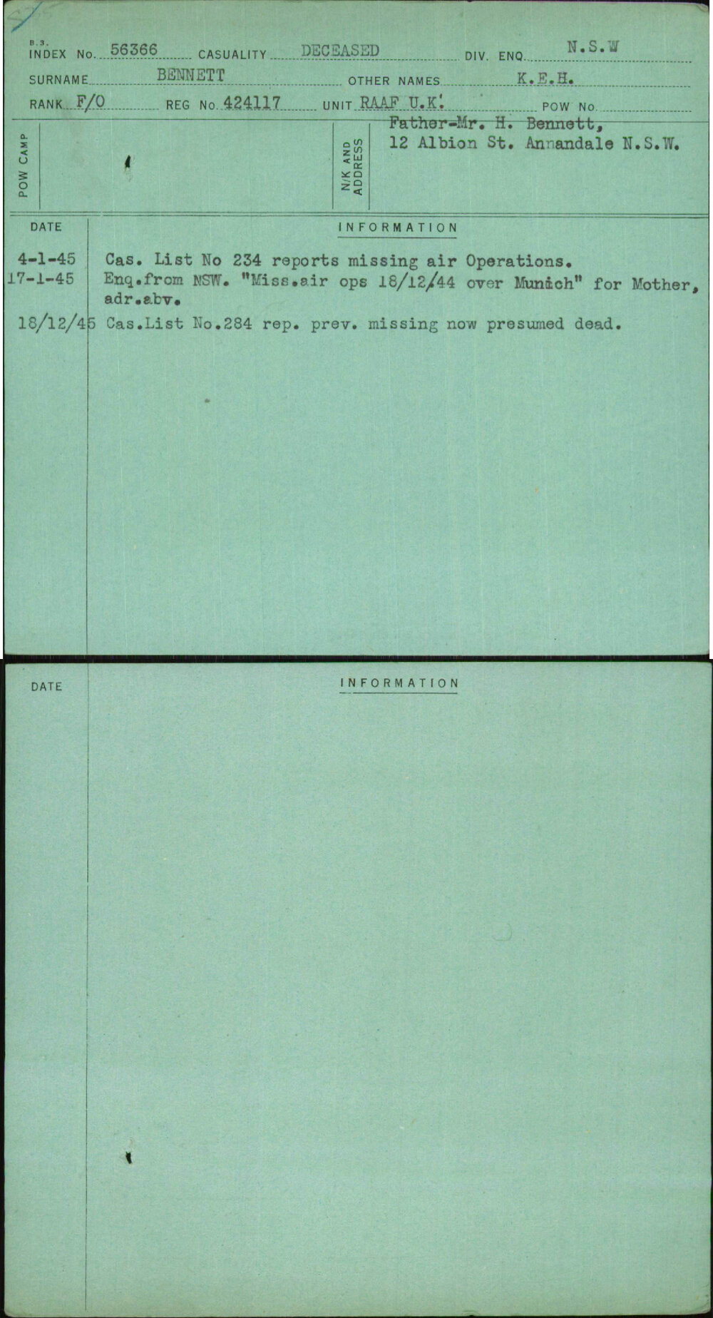 Bennett, K E H, 424117