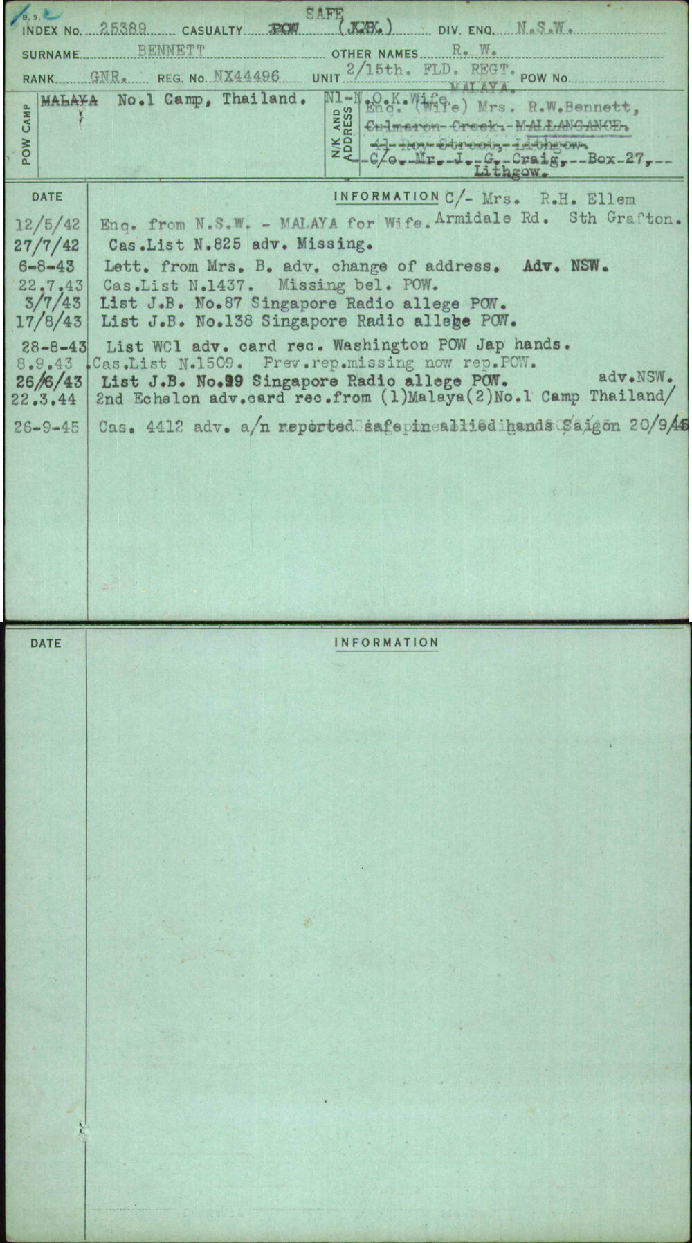 Bennett, R W, NX44496