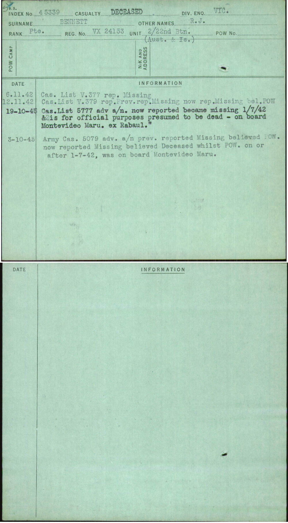 Bennett, R J, VX24153