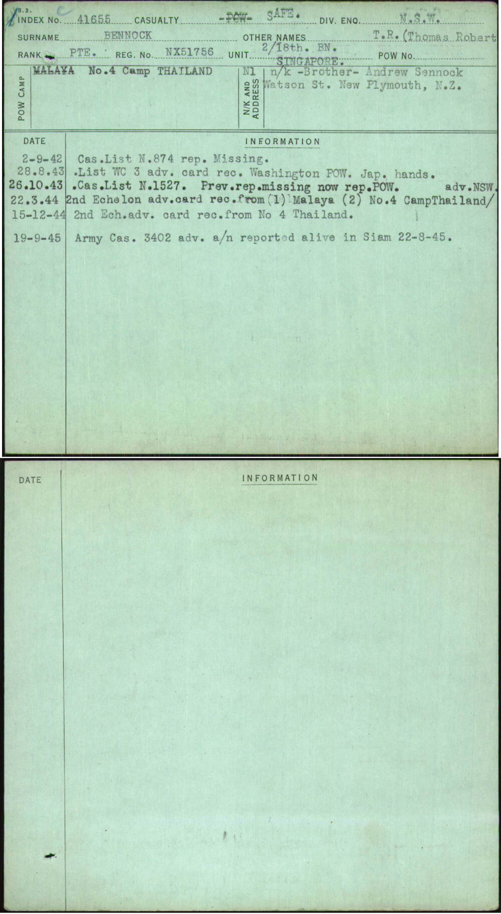 Bennock, T R (Thomas Robert Bn), NX51756