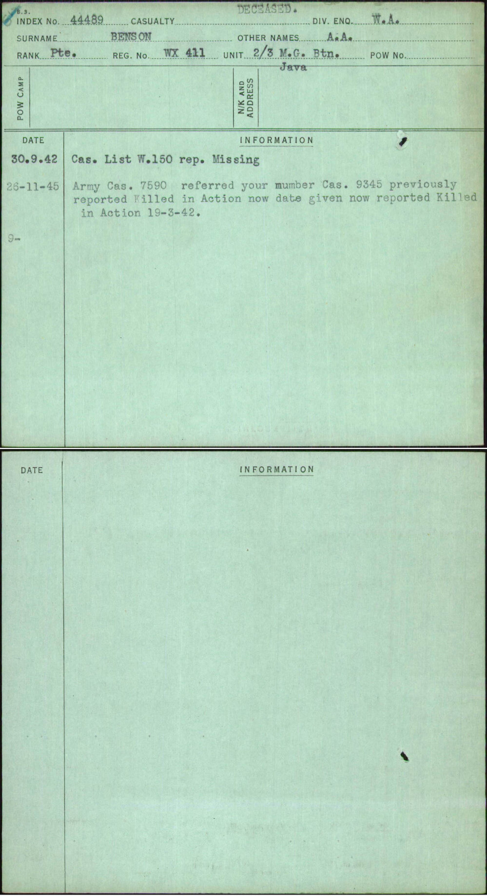 Benson, A A, WX411