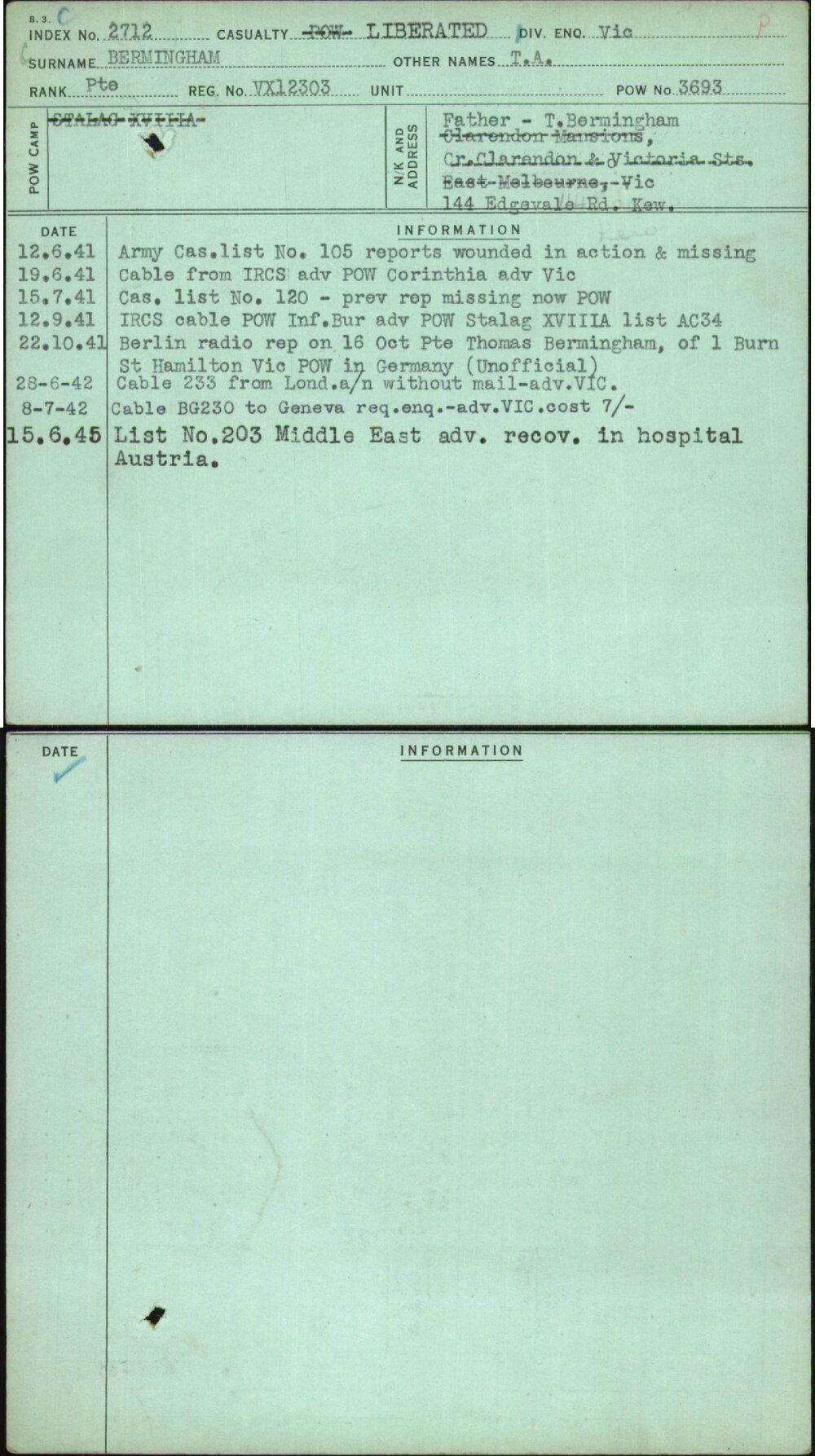 Bermingham, T A, VX12303