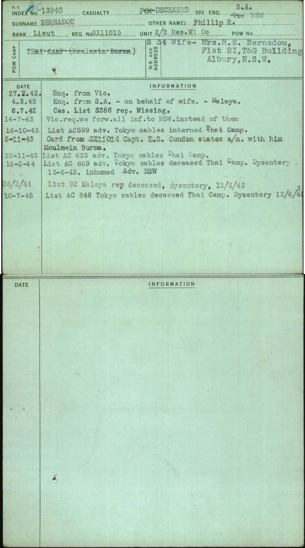 Bernadou, Phillip R, SX11015