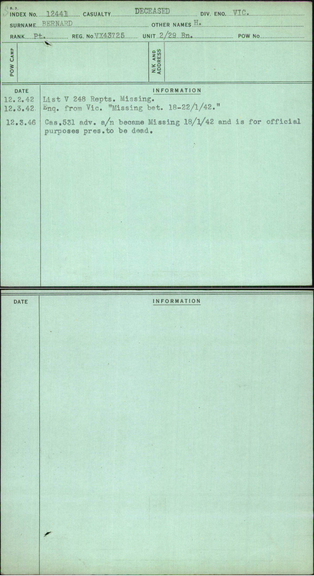 Bernard, H, VX43725