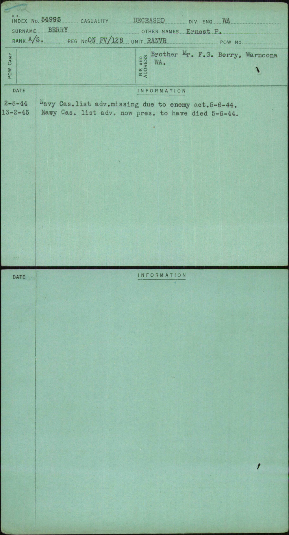 Berry, Ernest P, On Fv-128