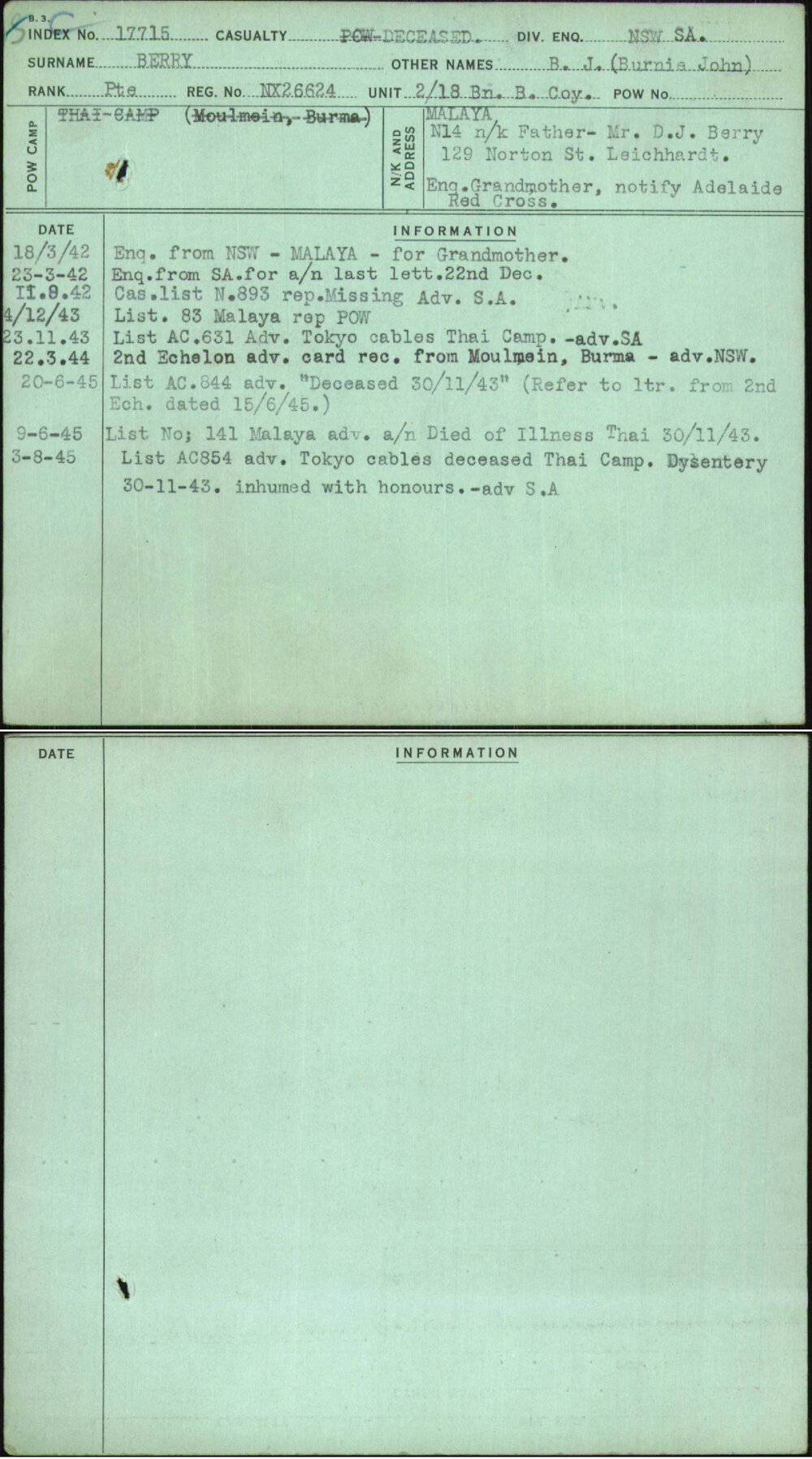 Berry, B J (Burnie John), NX26624