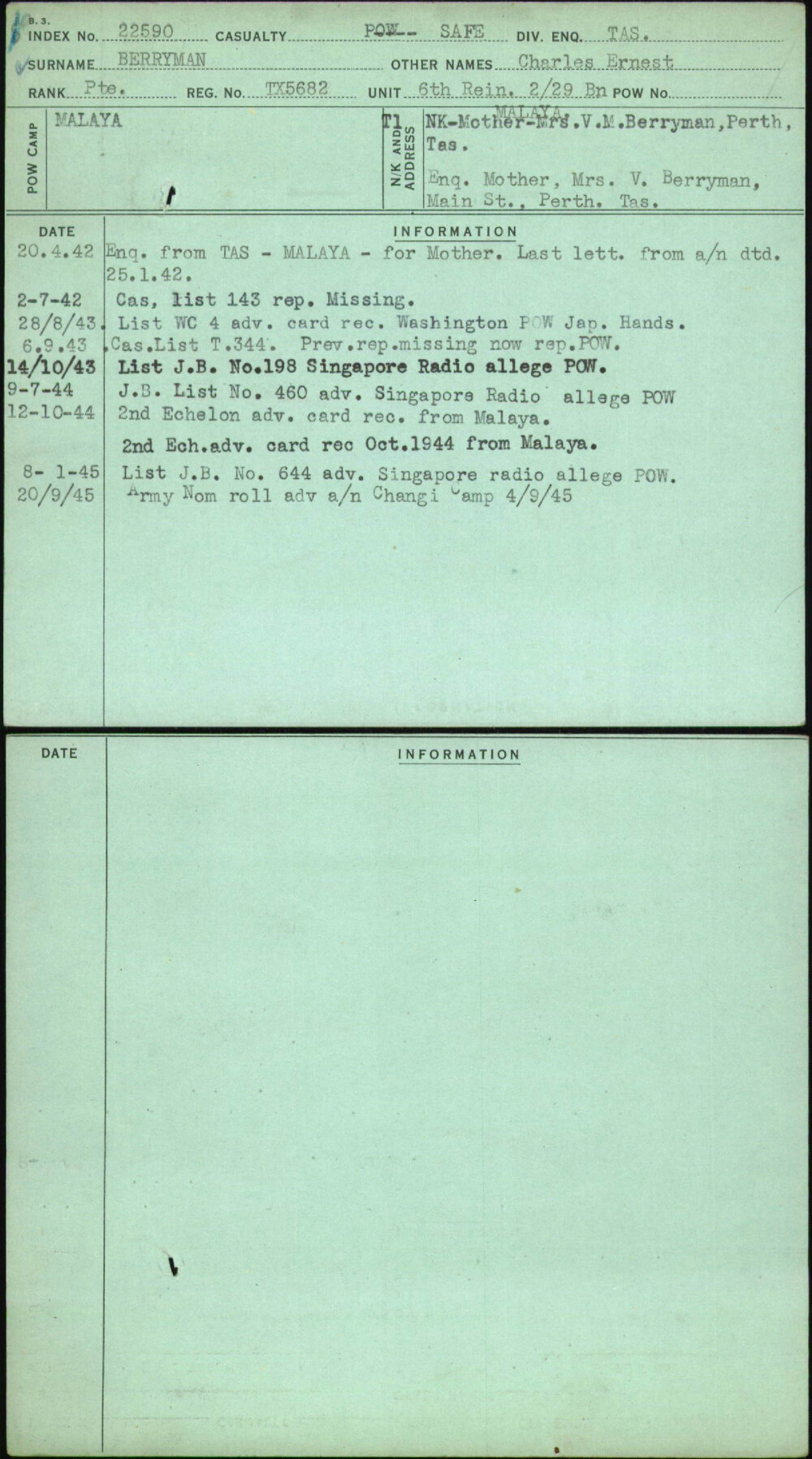 Berryman, Charles Ernest, TX5682