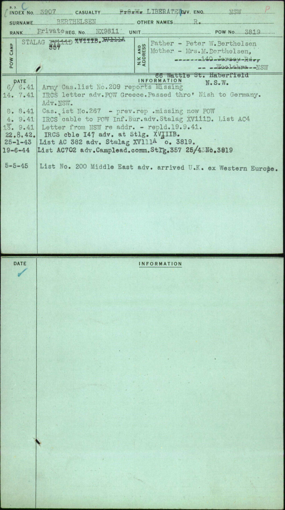 Berthelsen, R, NX9811