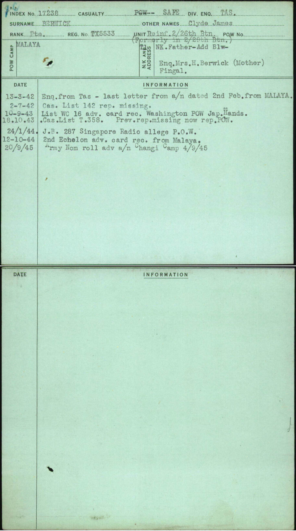 Berwick, Clyde James, TX5533