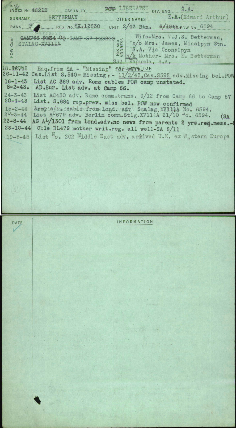 Betterman, E A (Edward Arthur), SX12630