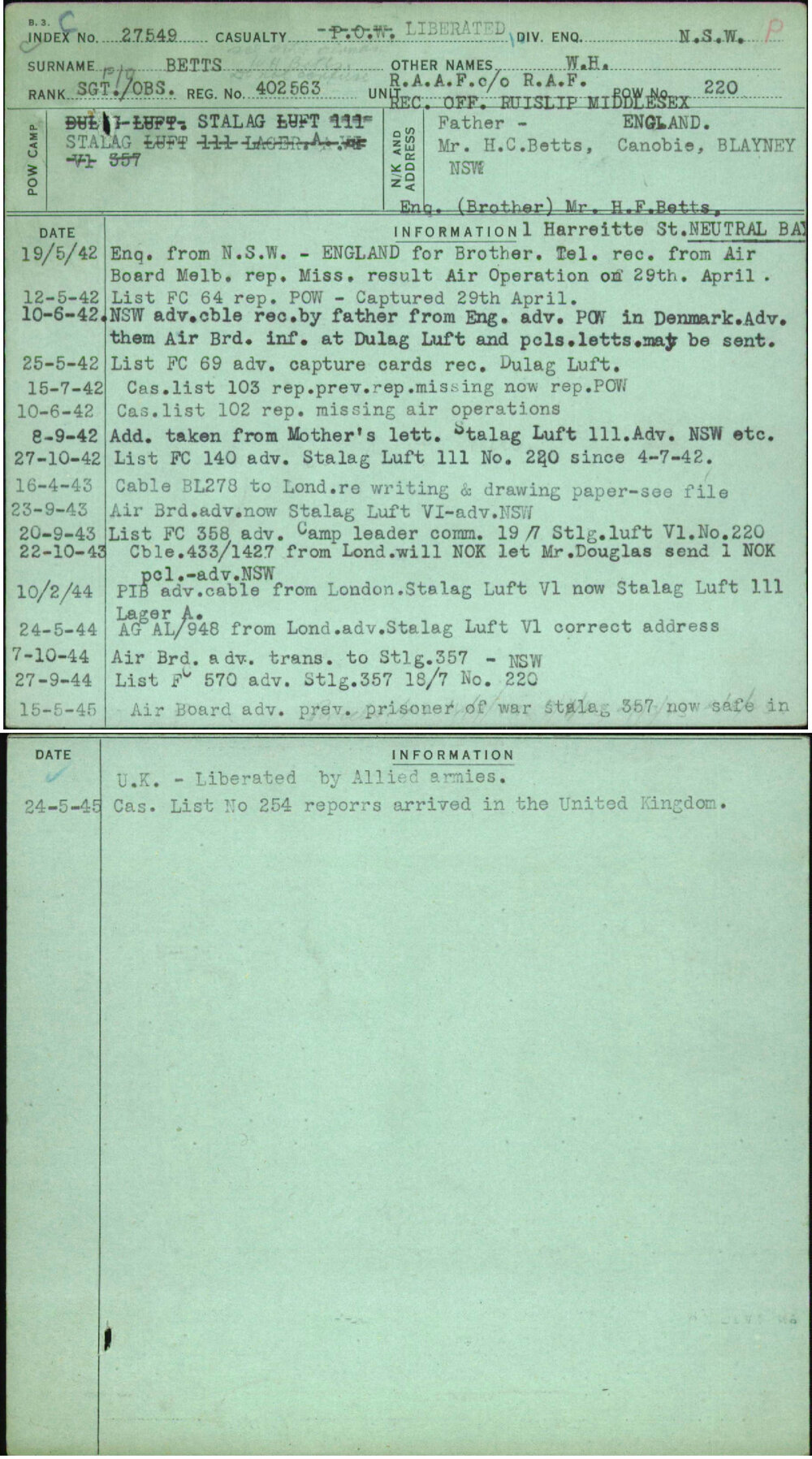 Betts, W H, 402563