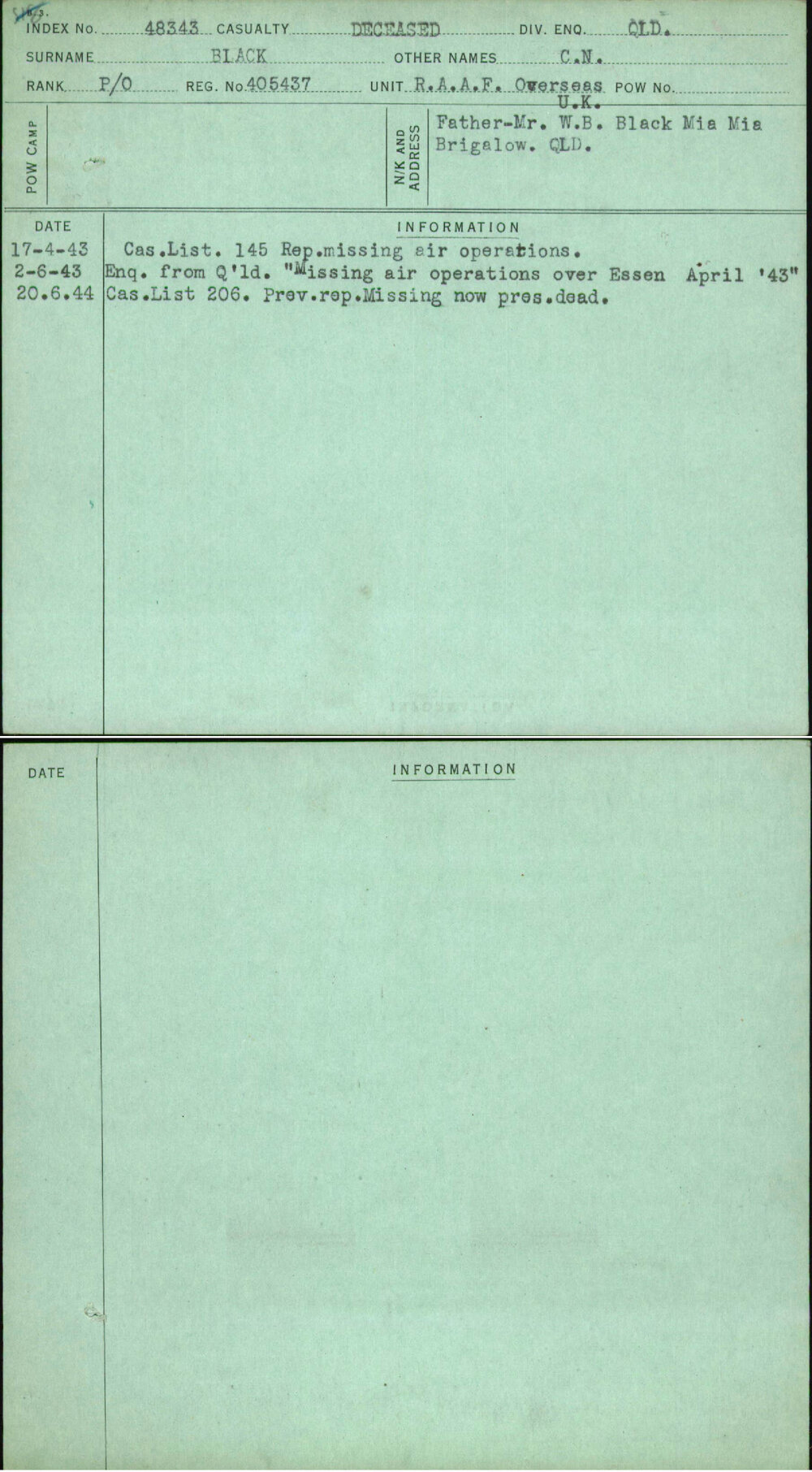 Black, C N, 405437