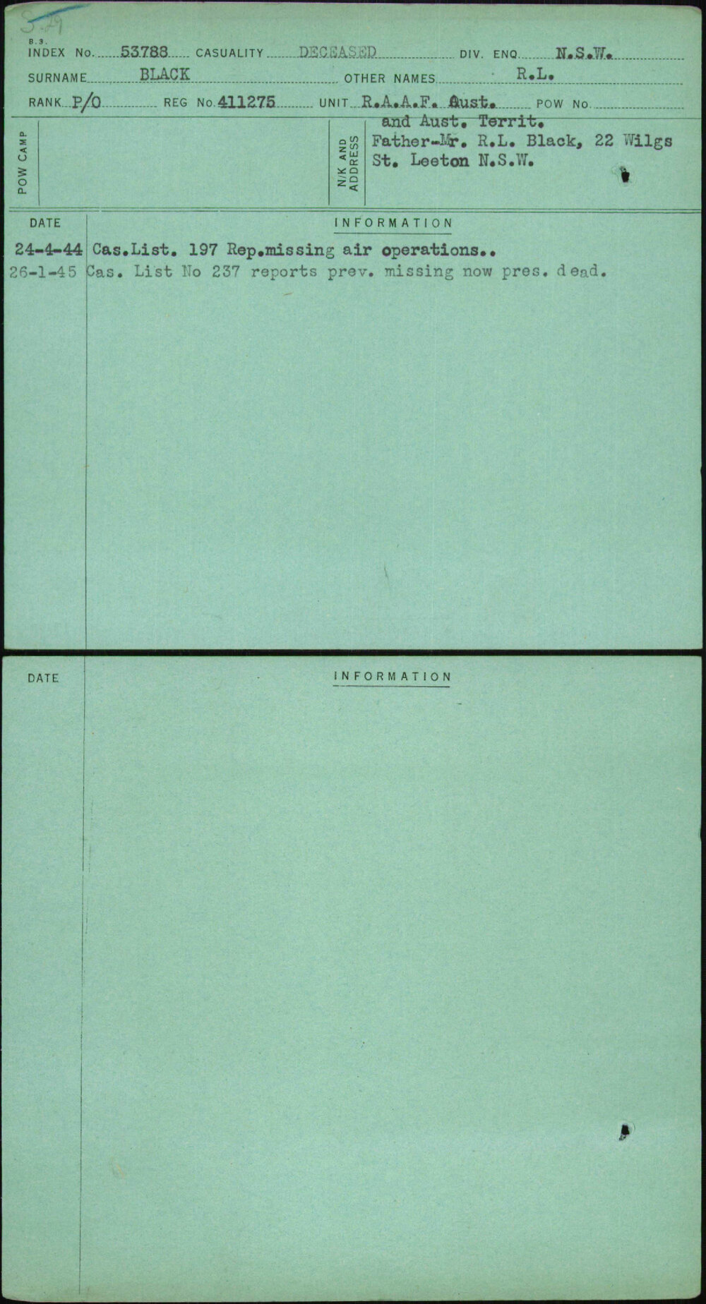Black, R L, 411275