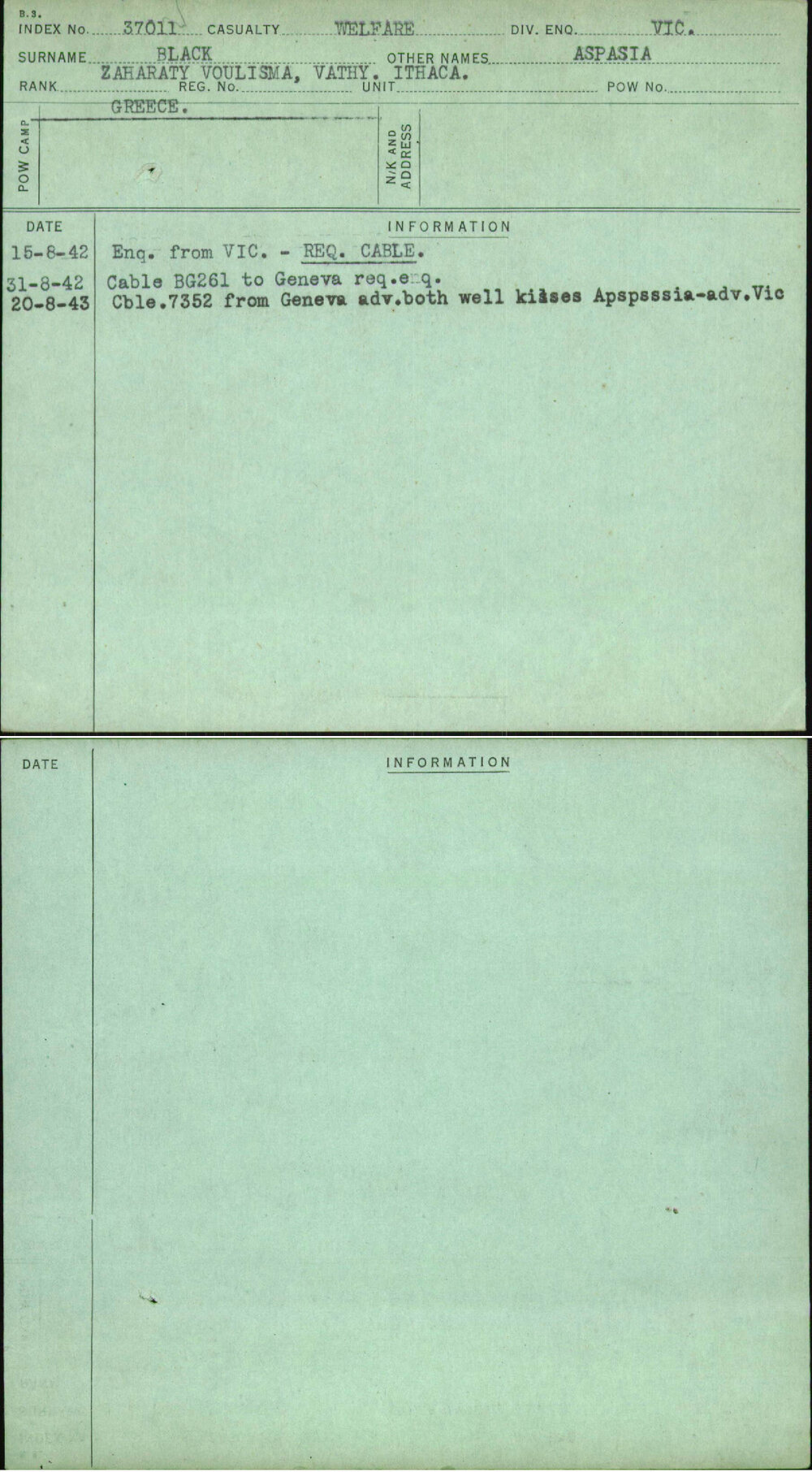 Black, Aspasia, [No Service Number]