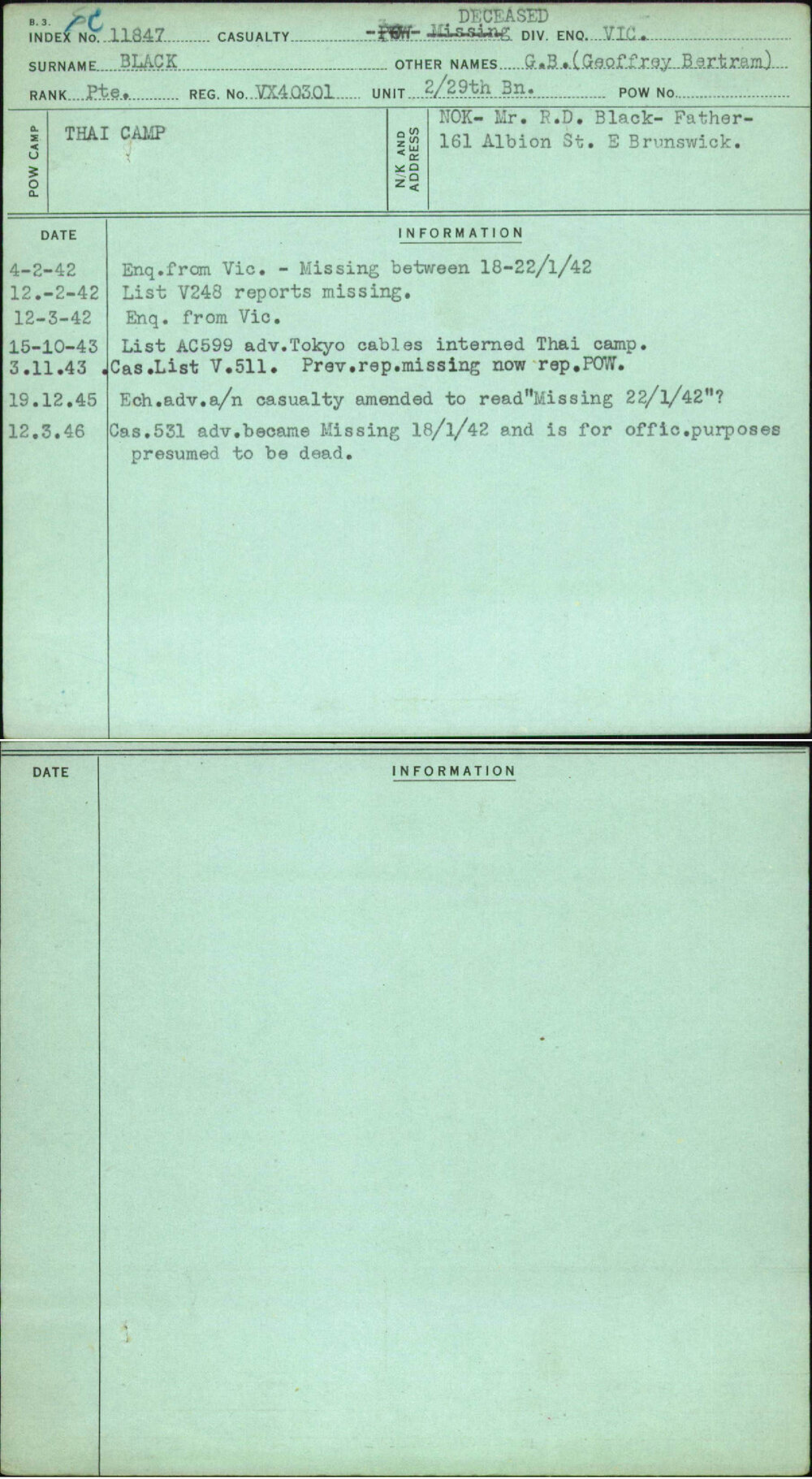 Black, G B (Geoffrey Bertram), VX40301