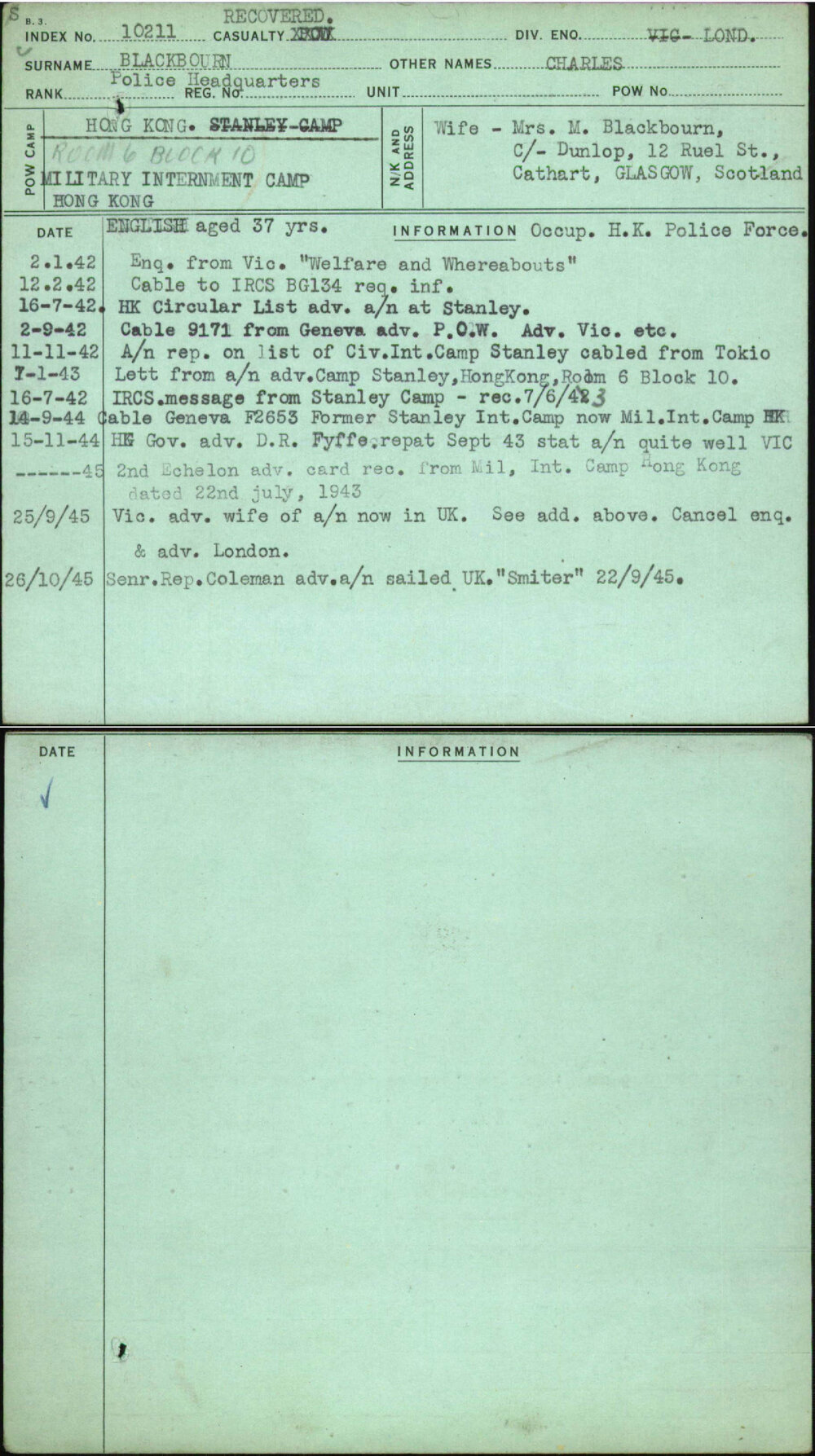 Blackbourn, Charles, [No Service Number]