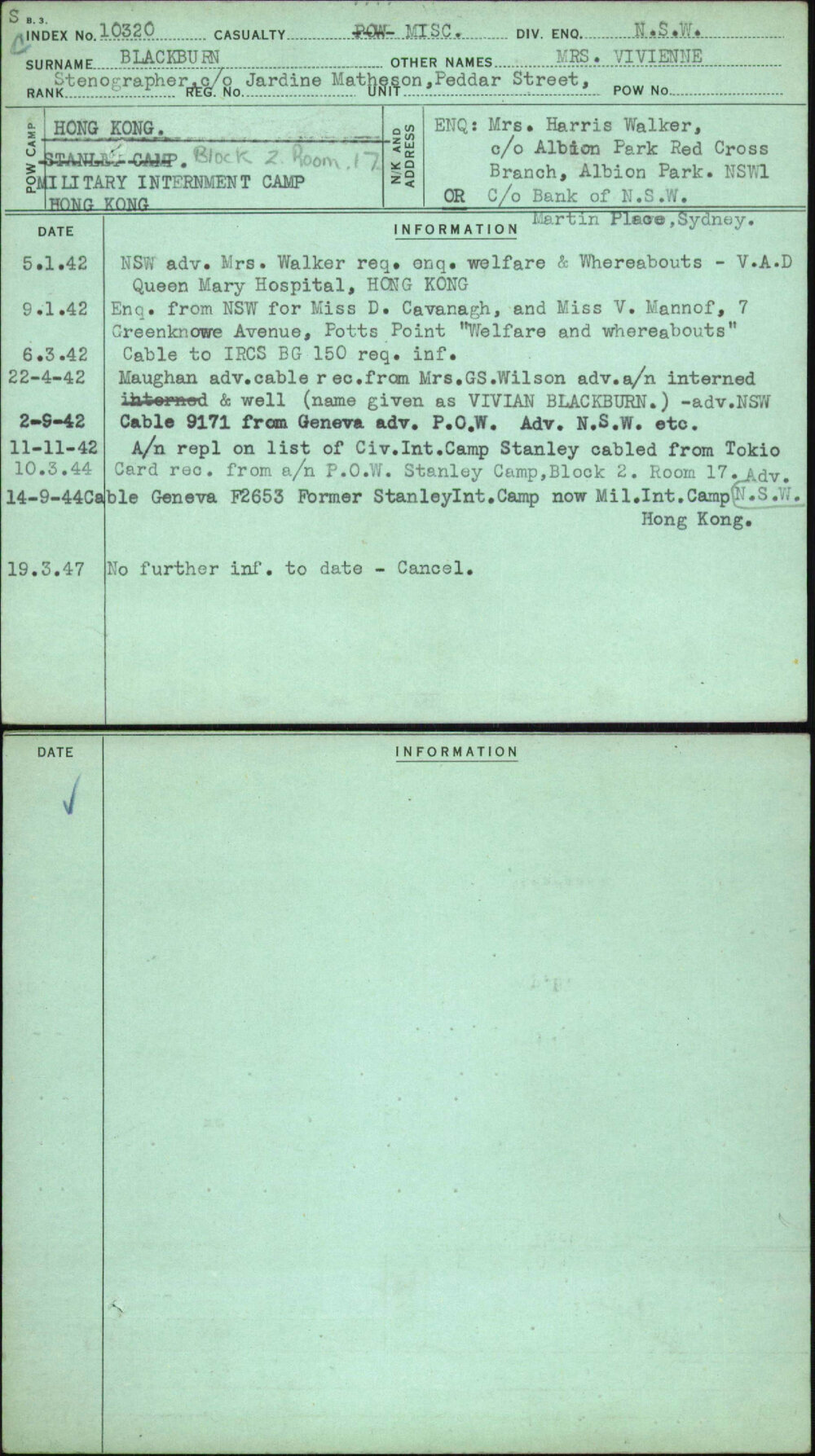 Blackburn, Mrs Vivienne, [No Service Number]