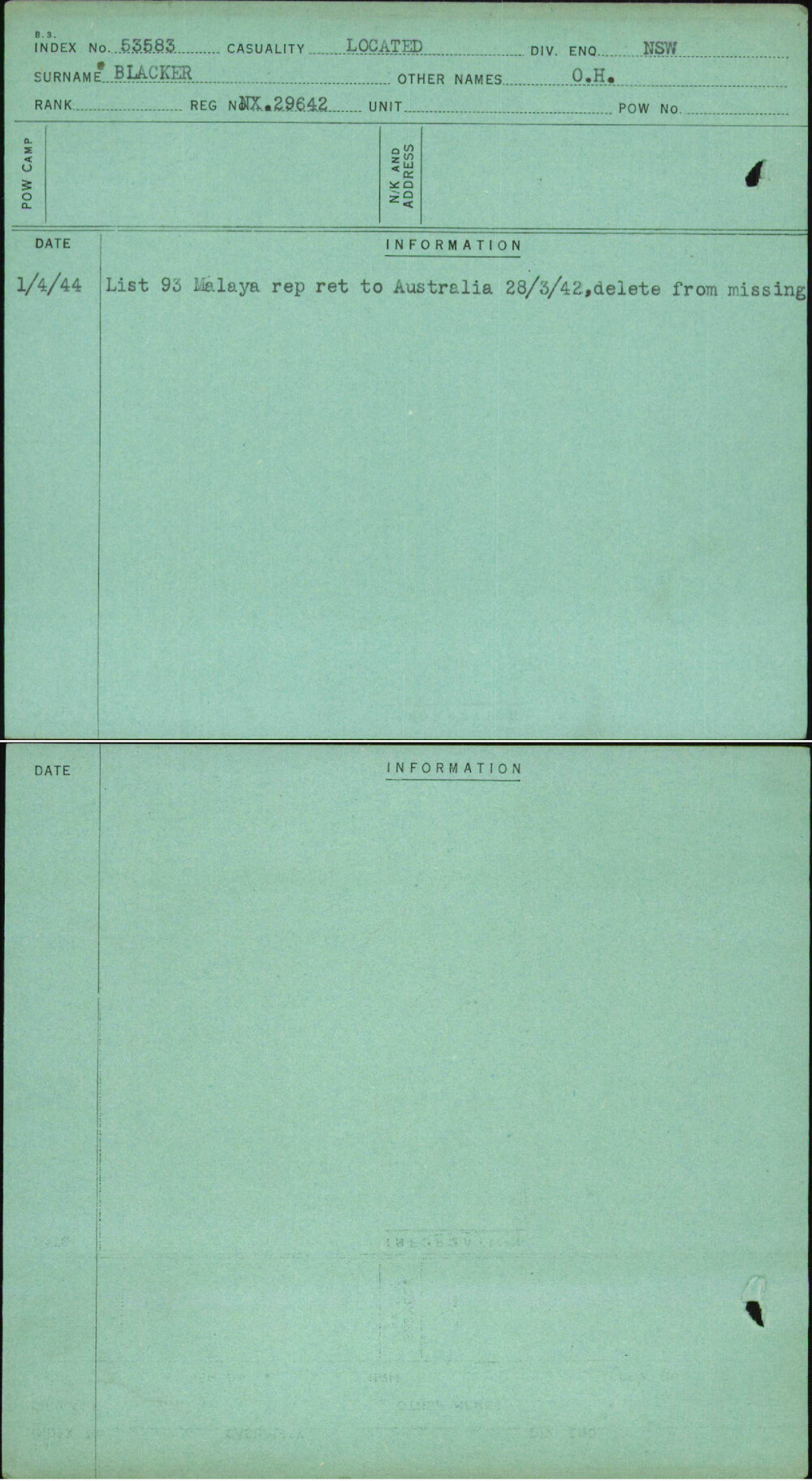 Blacker, O H, NX29642