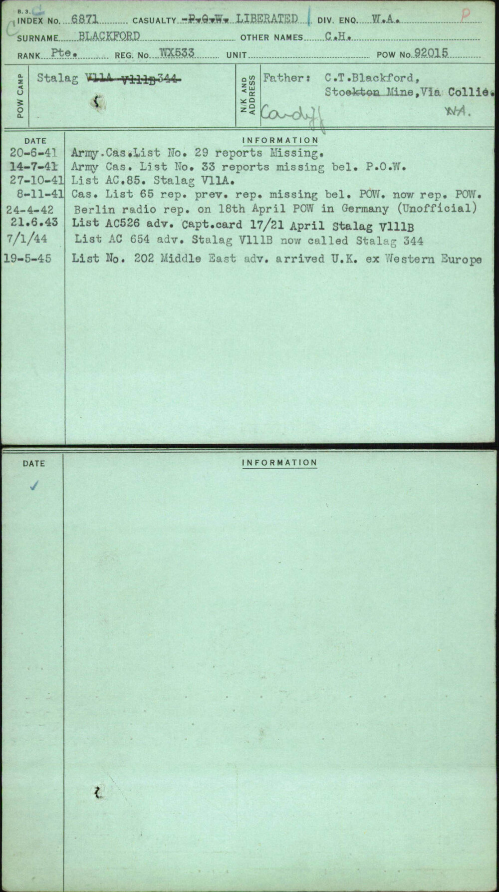 Blackford, C H, WX533