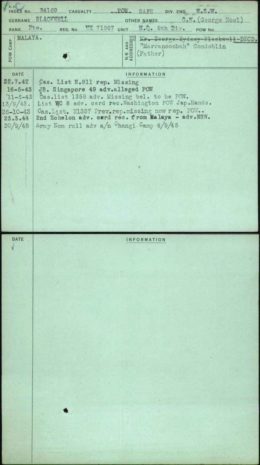 Blackwell, G N (George Noel), NX71867