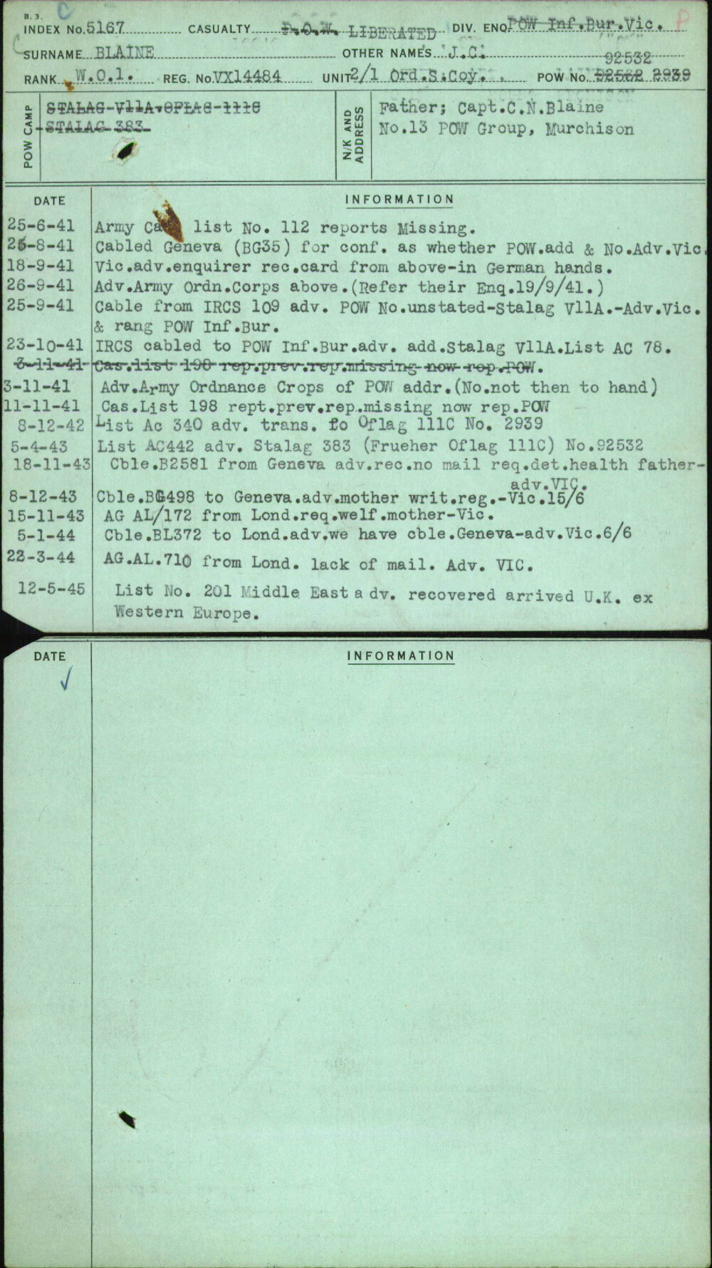 Blaine, J C, VX14484
