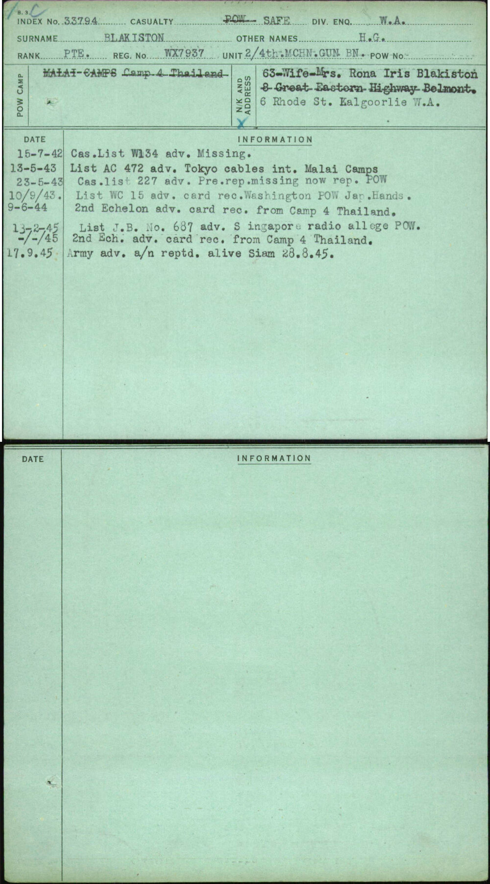 Blakiston, H G, WX7937