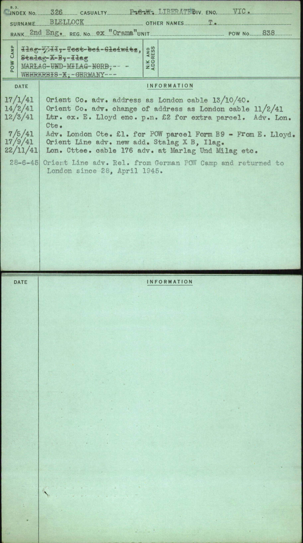 Blellock, T, Ex Orama